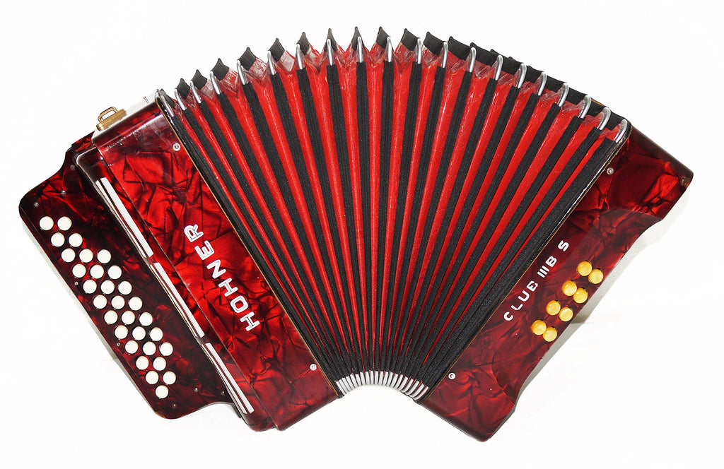 Rare Vintage Hohner Club IIIB S, Diatonic Button Accordion Squeezebox New Straps, 1914, made in Germany, Concertina Wonderful sound