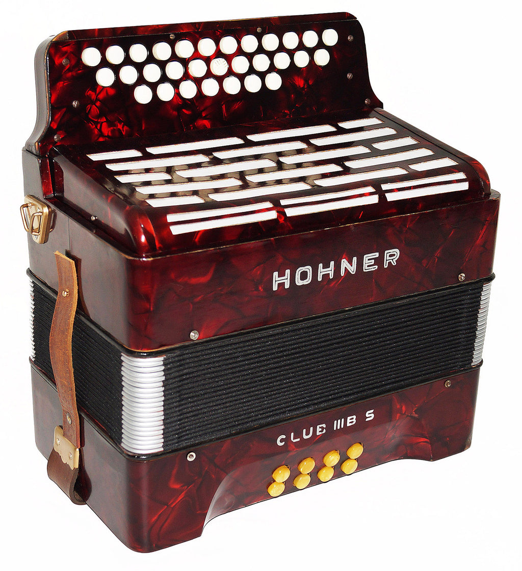 Rare Vintage Hohner Club IIIB S, Diatonic Button Accordion Squeezebox New Straps, 1914, made in Germany, Concertina Wonderful sound