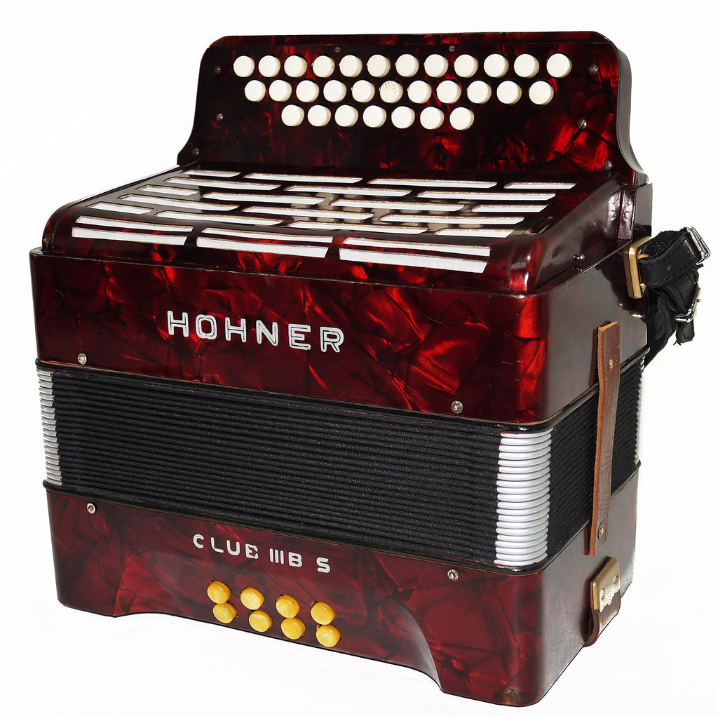 Rare Vintage Hohner Club IIIB S, Diatonic Button Accordion Squeezebox New Straps, 1914, made in Germany, Concertina Wonderful sound