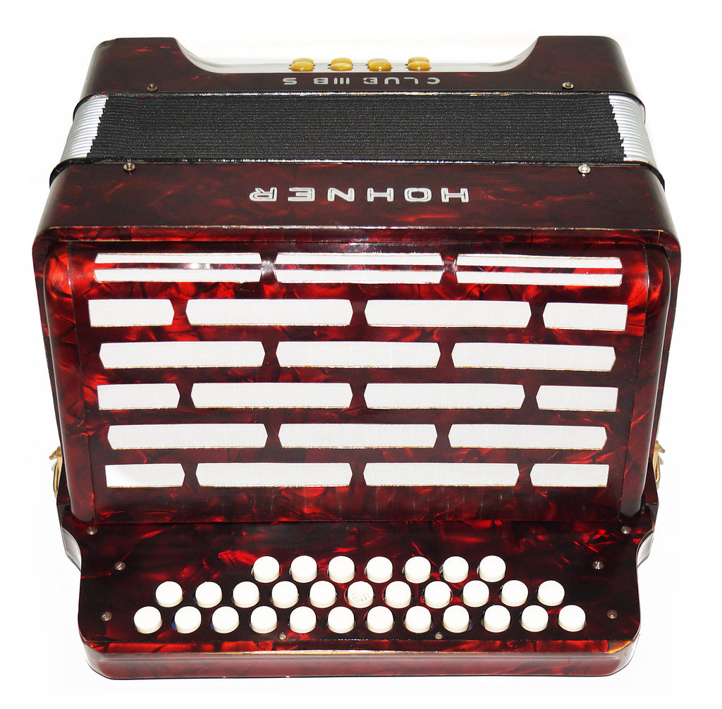 Rare Vintage Hohner Club IIIB S, Diatonic Button Accordion Squeezebox New Straps, 1914, made in Germany, Concertina Wonderful sound