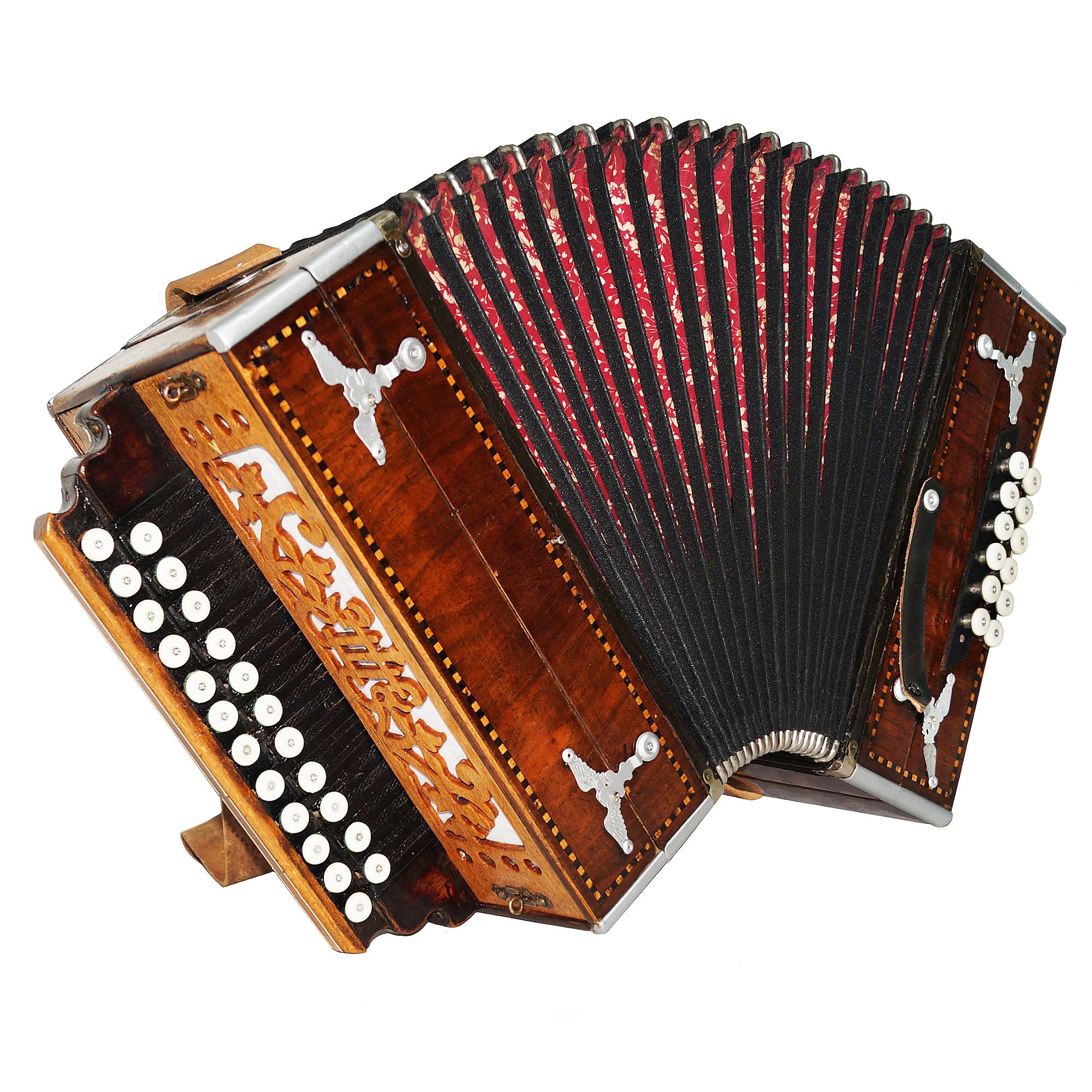 Vintage Old Garmon, Antigue Folk Handmade Button Accordion Harmonica 1964, Squeezebox, Amazing sound!