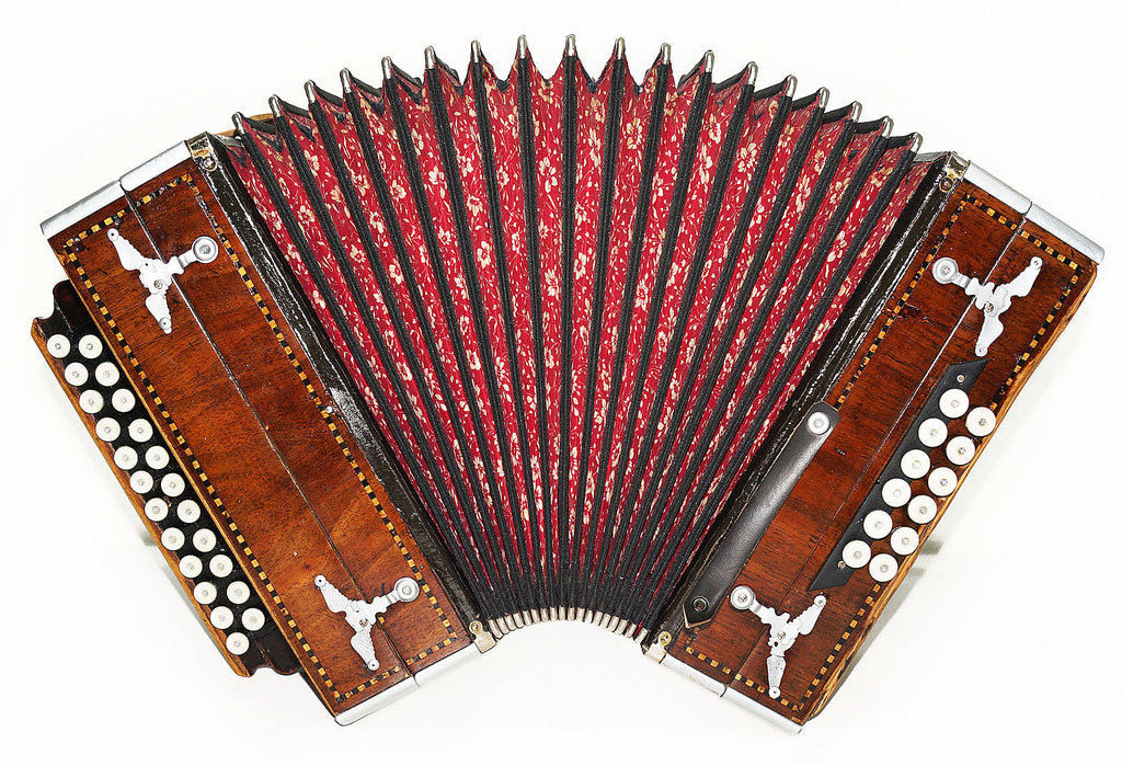Vintage Old Garmon, Antigue Folk Handmade Button Accordion Harmonica 1964, Squeezebox, Amazing sound!