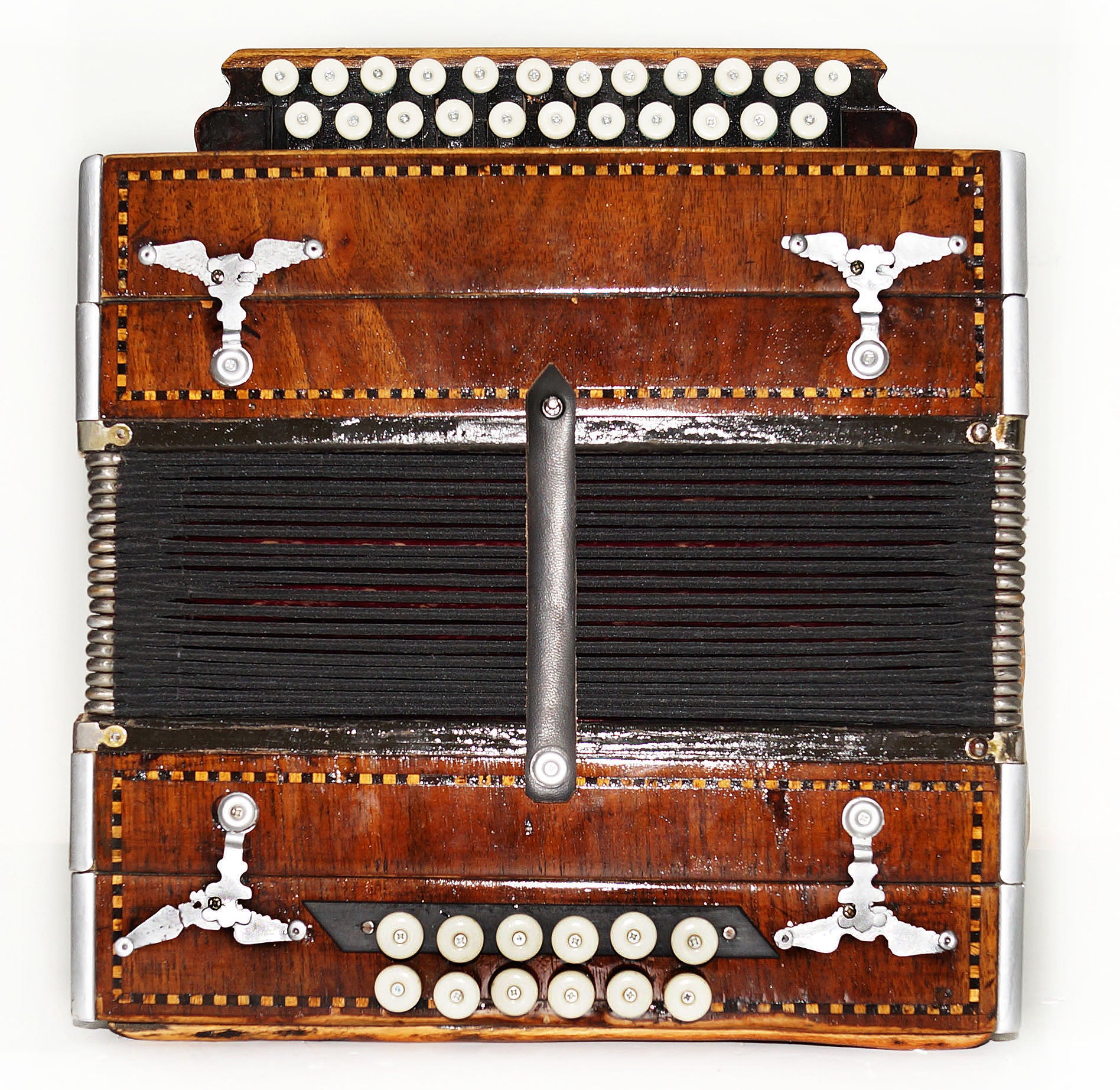 Vintage Old Garmon, Antigue Folk Handmade Button Accordion Harmonica 1964, Squeezebox, Amazing sound!