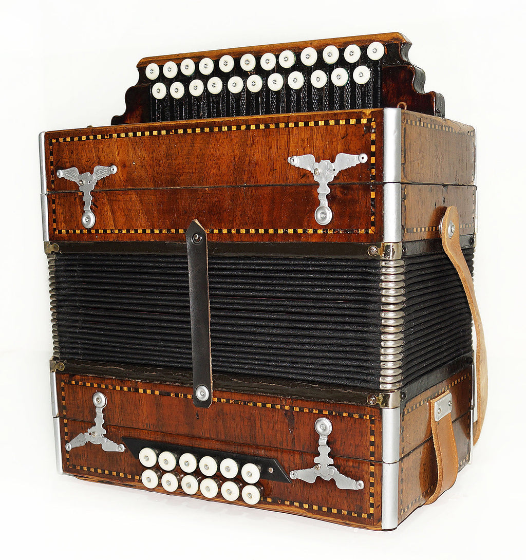 Vintage Old Garmon, Antigue Folk Handmade Button Accordion Harmonica 1964, Squeezebox, Amazing sound!