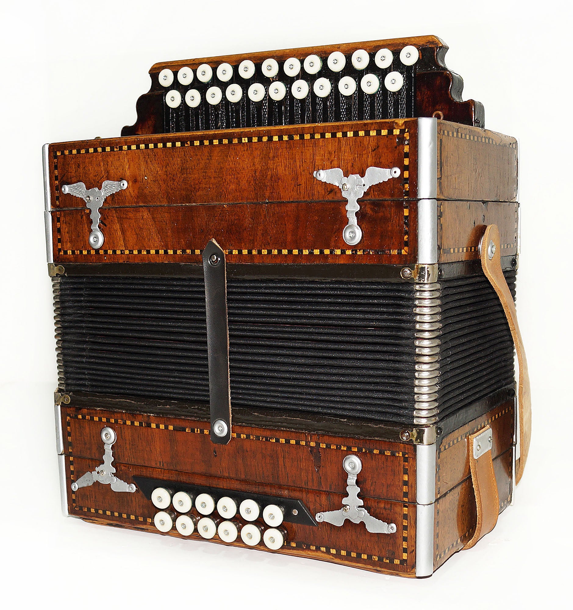 Vintage Old Garmon, Antigue Folk Handmade Button Accordion Harmonica 1964, Squeezebox, Amazing sound!