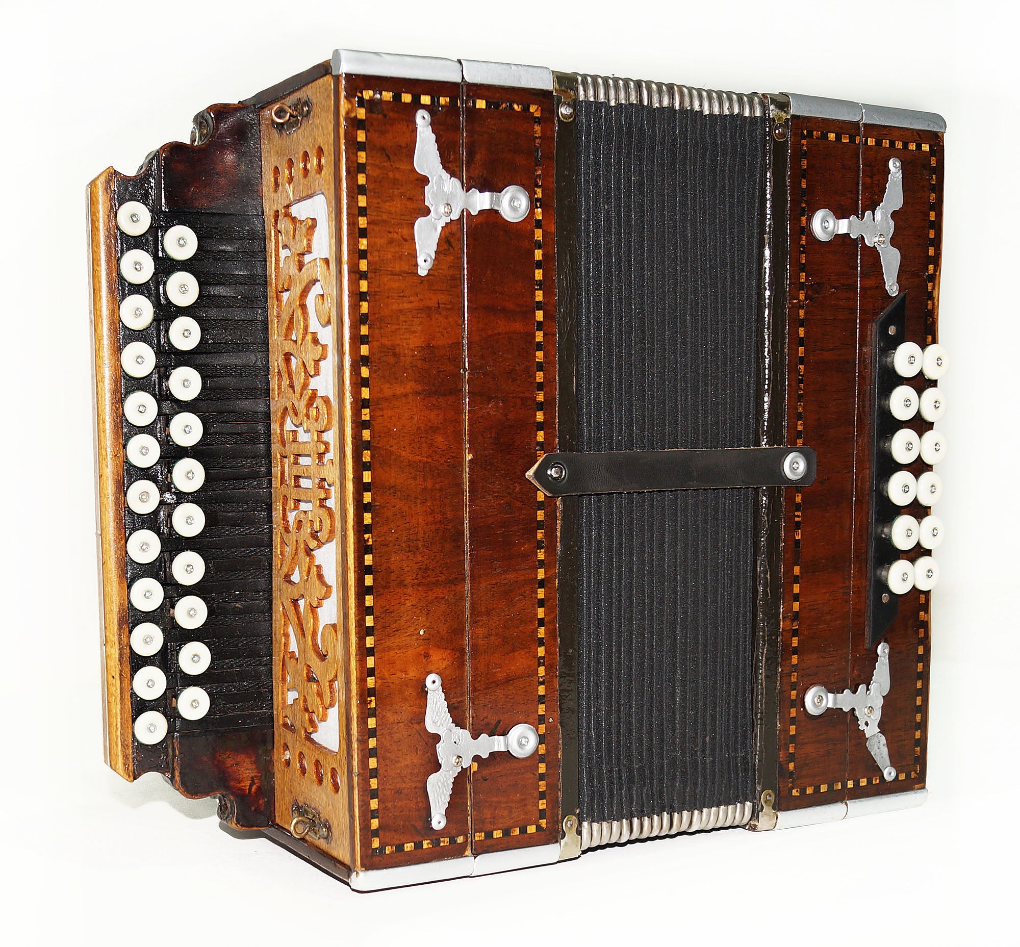 Vintage Old Garmon, Antigue Folk Handmade Button Accordion Harmonica 1964, Squeezebox, Amazing sound!