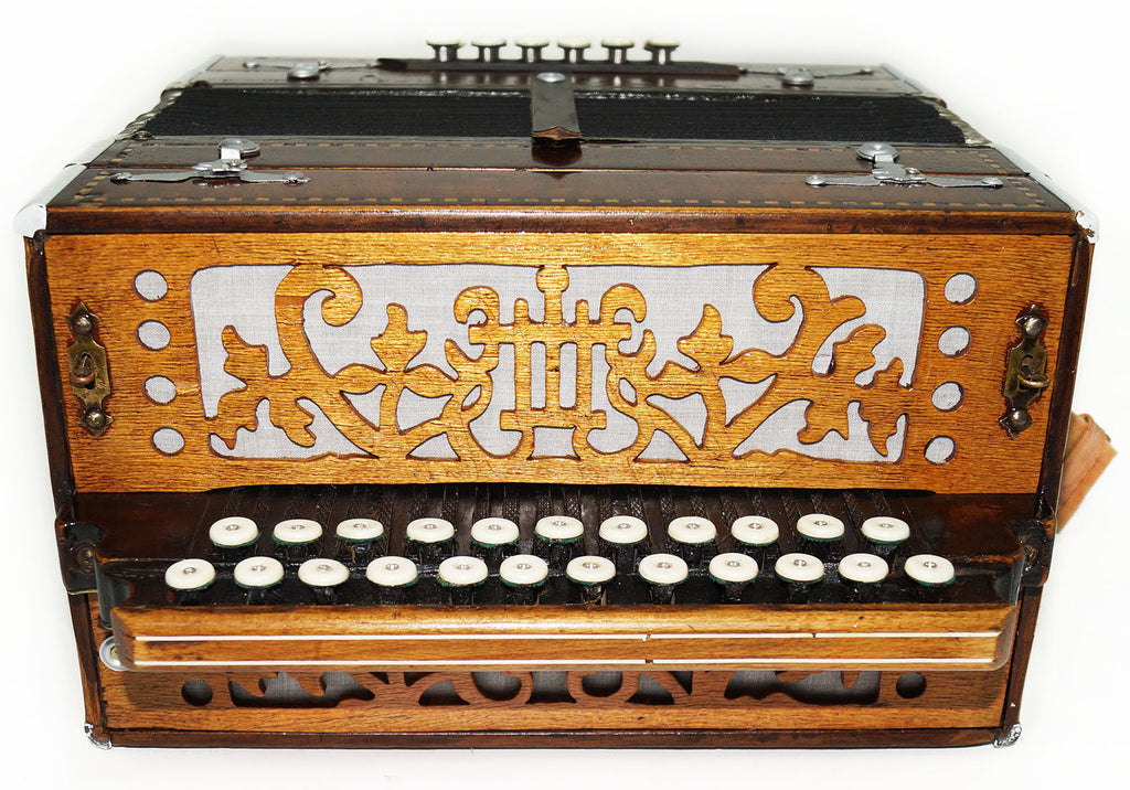 Vintage Old Garmon, Antigue Folk Handmade Button Accordion Harmonica 1964, Squeezebox, Amazing sound!