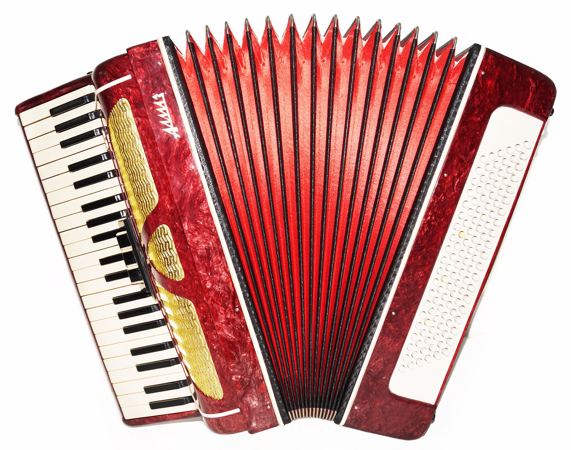 Russian Piano Accordion Almaz 120 Bass made in USSR, incl Straps, 1912, Keyboard Accordian, Amazing sound.