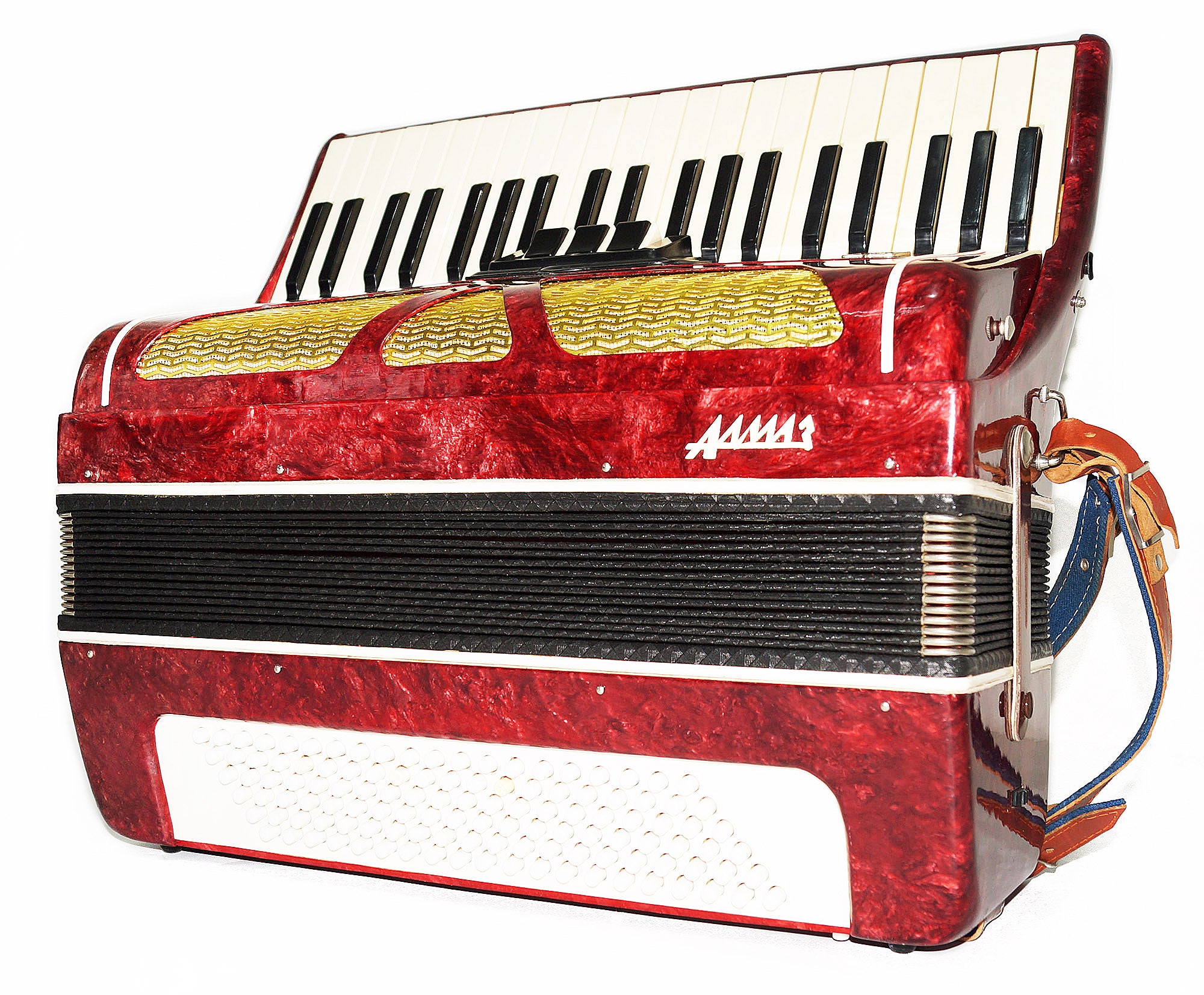 Russian Piano Accordion Almaz 120 Bass made in USSR, incl Straps, 1912, Keyboard Accordian, Amazing sound.