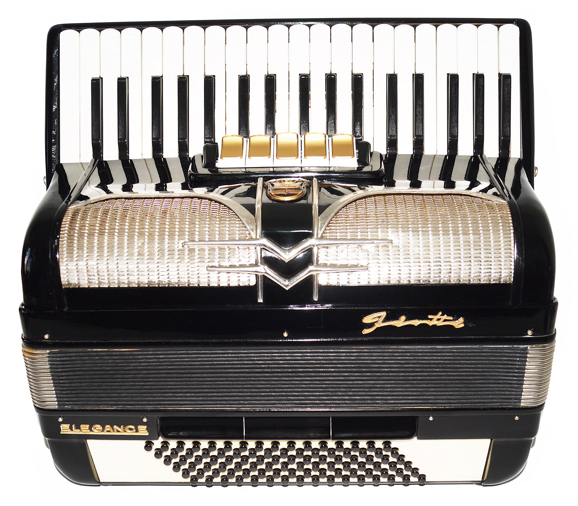 Firotti Elegance 96 Bass made in Germany Piano Accordion New Straps Case 1935, Rich and Beautiful Sound!