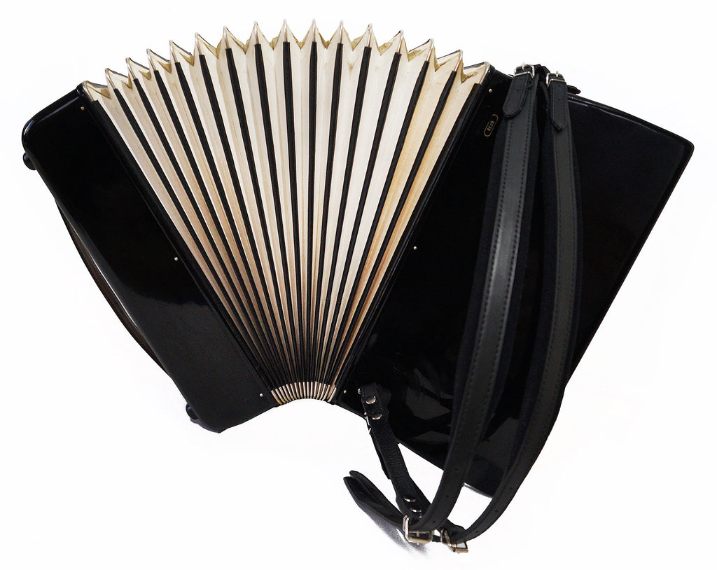 Firotti Elegance 96 Bass made in Germany Piano Accordion New Straps Case 1935, Rich and Beautiful Sound!