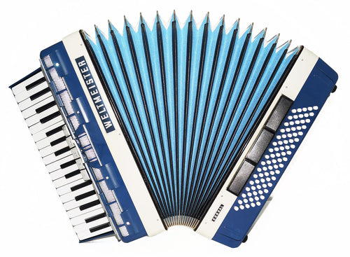 Kaufen Sie fast neu! Seltenes Weltmeister Cordal 80 Bass deutsches Originalakkordeon, neue Riemen 1955, hochwertiges Musikinstrument, heller und hochwertiger Klang