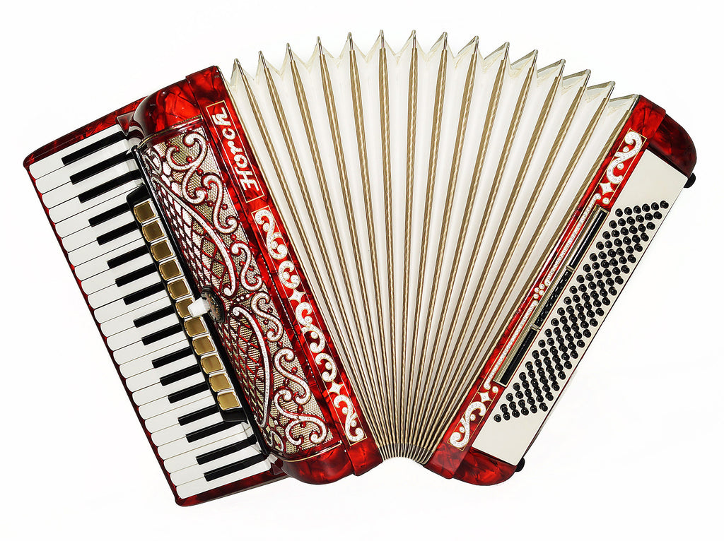 Horch Deluxe Full Size Concert Luxurious Piano Accordion made in Germany Straps Case 1987, Very Beautiful and Powerful Sound! Top Class Original Musical Instrument for Adults!