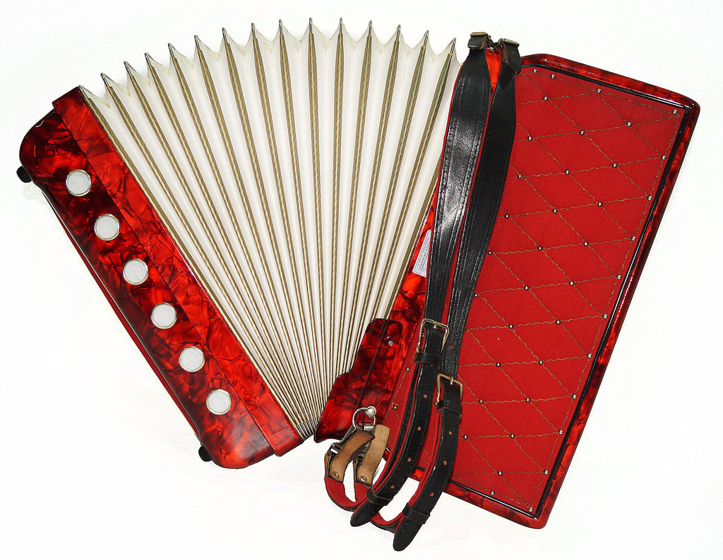 Horch Deluxe Full Size Concert Luxurious Piano Accordion made in Germany Straps Case 1987, Very Beautiful and Powerful Sound! Top Class Original Musical Instrument for Adults!