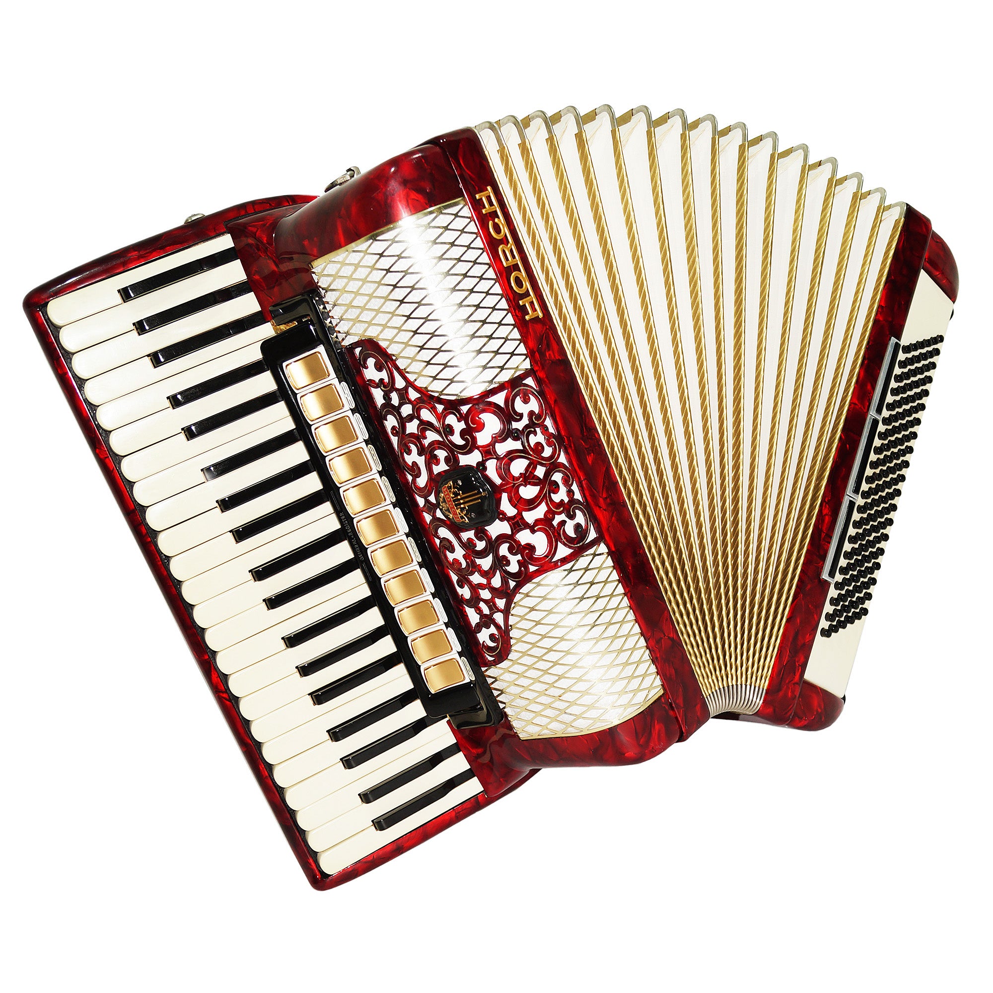 Horch Full Size Original Concert Piano Accordion made in Germany New Straps Case 2035, Amazing Powerful Sound! High Quality Musical Instrument for Adults!