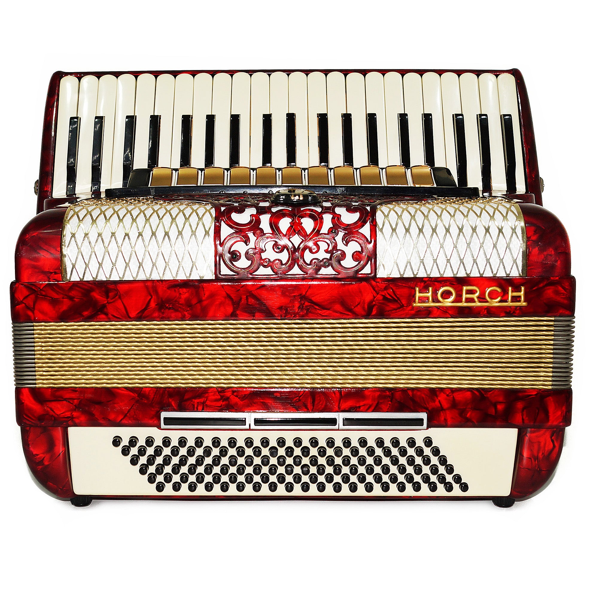 Horch Full Size Original Concert Piano Accordion made in Germany New Straps Case 2035, Amazing Powerful Sound! High Quality Musical Instrument for Adults!