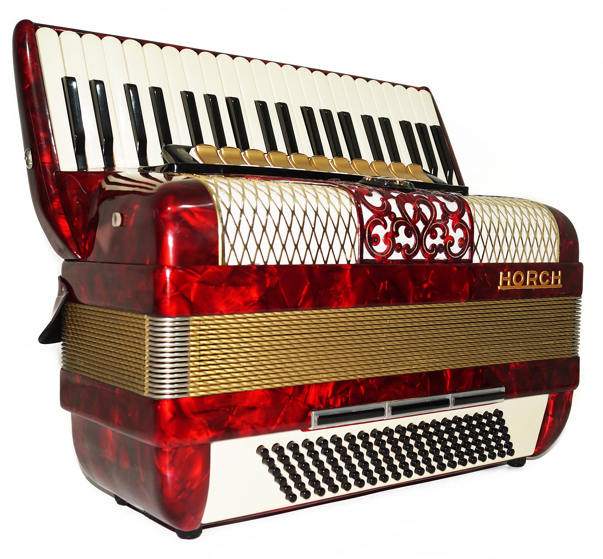 Horch Full Size Original Concert Piano Accordion made in Germany New Straps Case 2035, Amazing Powerful Sound! High Quality Musical Instrument for Adults!