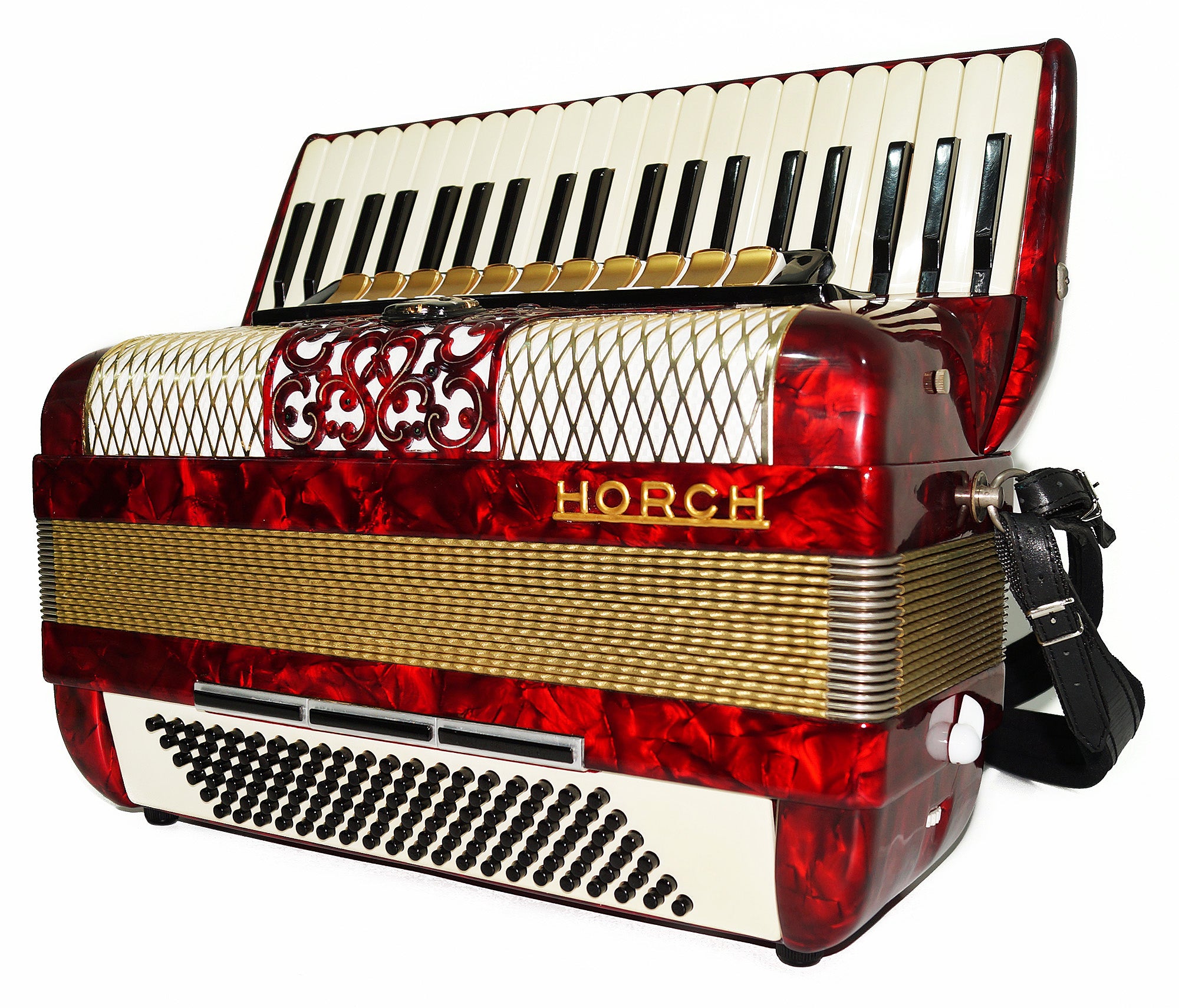 Horch Full Size Original Concert Piano Accordion made in Germany New Straps Case 2035, Amazing Powerful Sound! High Quality Musical Instrument for Adults!