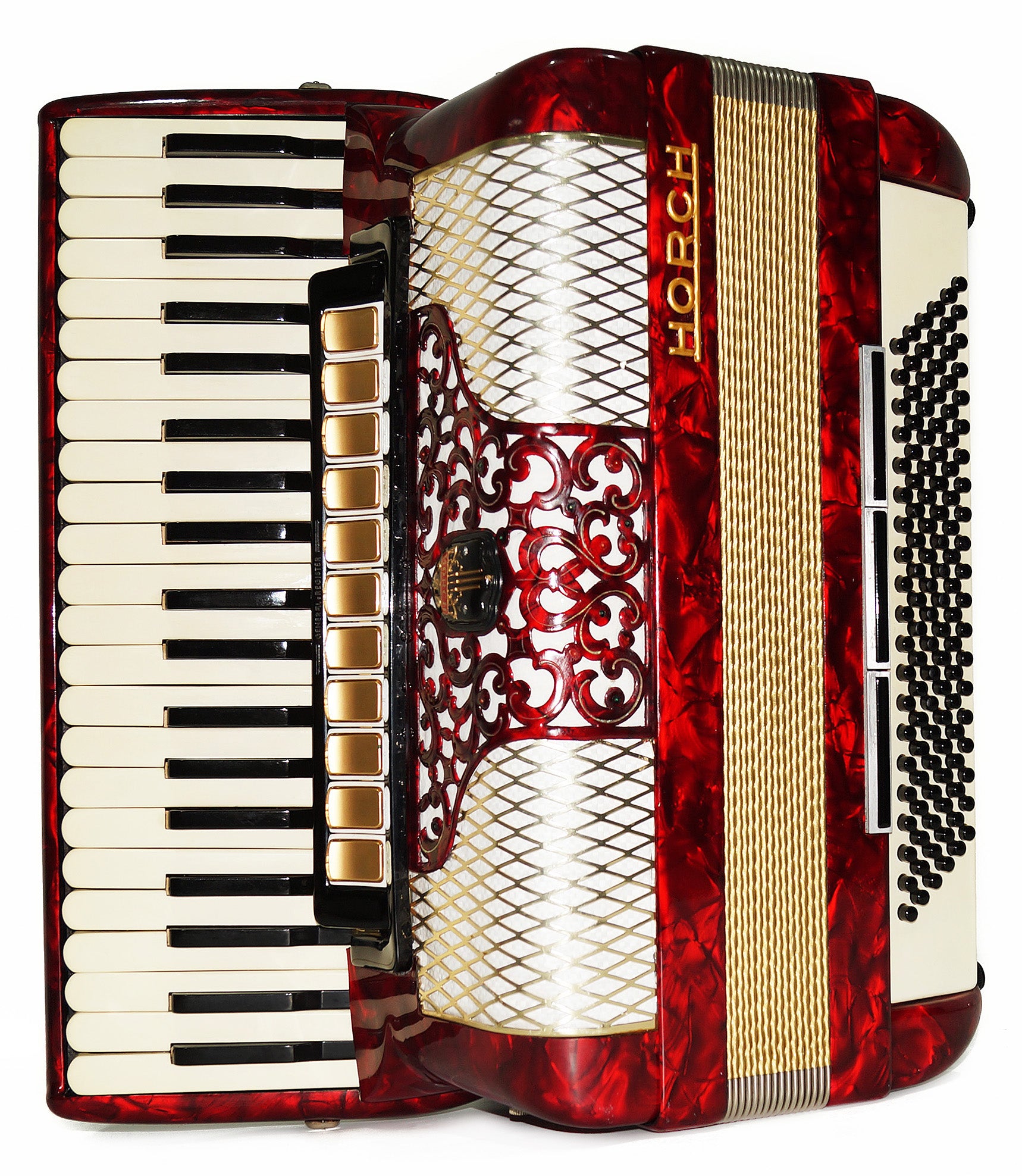 Horch Full Size Original Concert Piano Accordion made in Germany New Straps Case 2035, Amazing Powerful Sound! High Quality Musical Instrument for Adults!