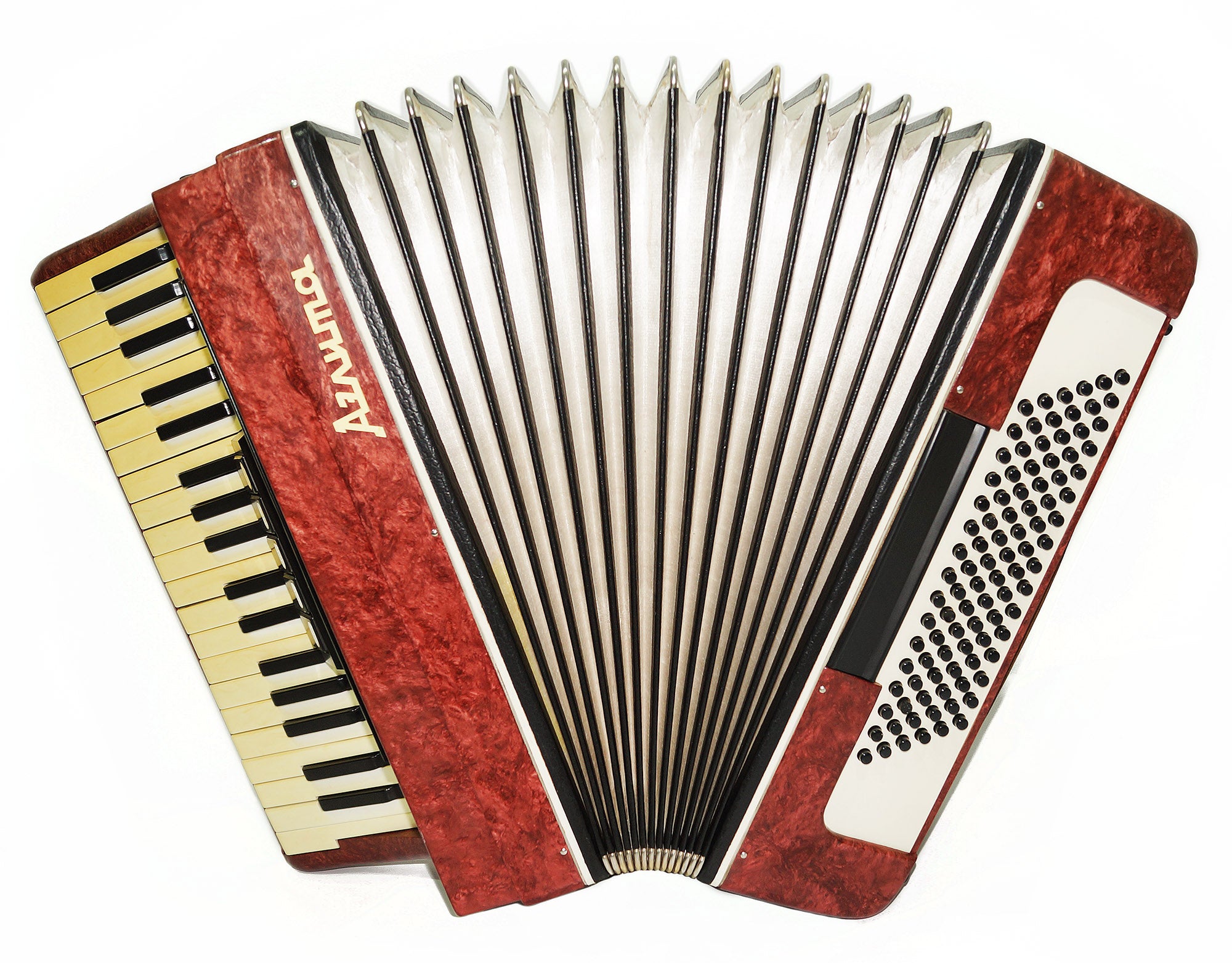 Piano Accordion Aelita 96 Bass Buttons made in USSR, incl New Straps 2047, Beautiful Keyboard Accordian! Rich and Bright sound!