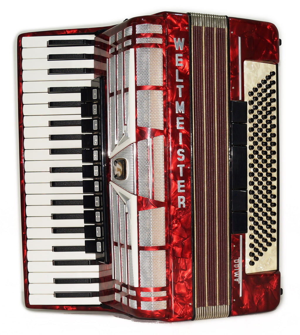 Almost Unused Weltmeister Amigo made in Germany 120 Bass Buttons Concert Piano Accordion New Straps Case 2105, Amazing Powerful sound