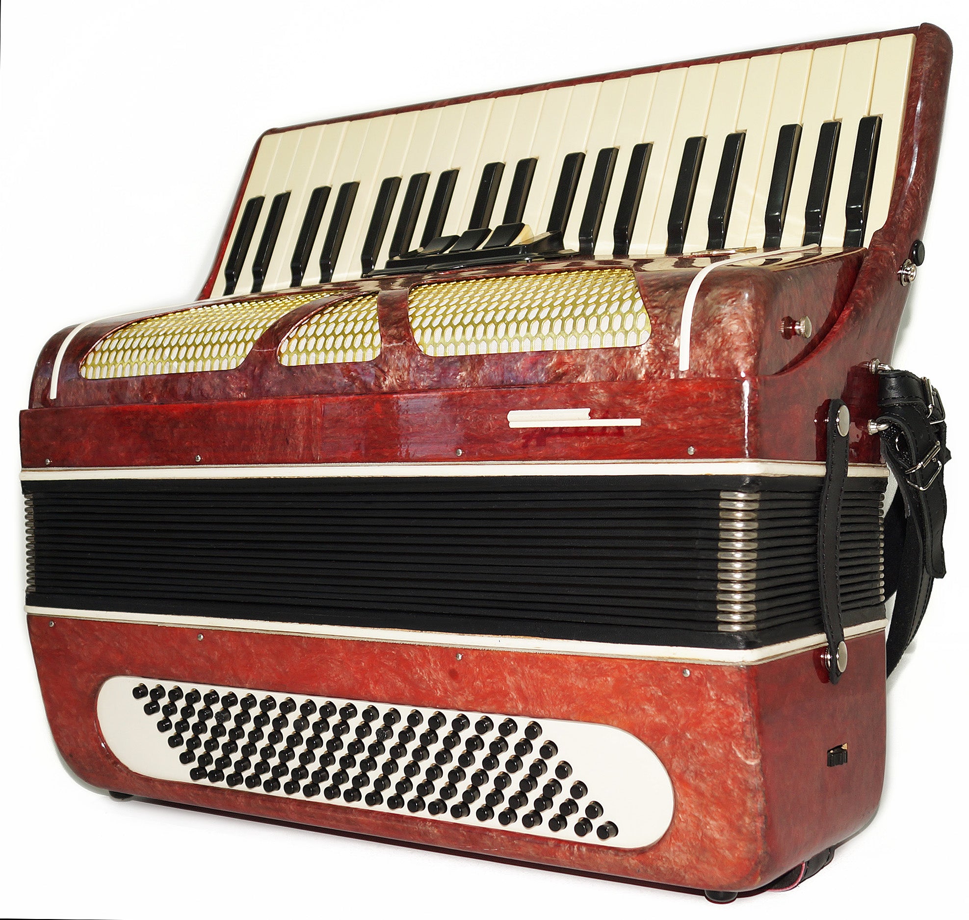 Concert Piano Accordion Almaz made in Ukraine, New Straps, 2203, Keyboard Accordian, Amazing sound