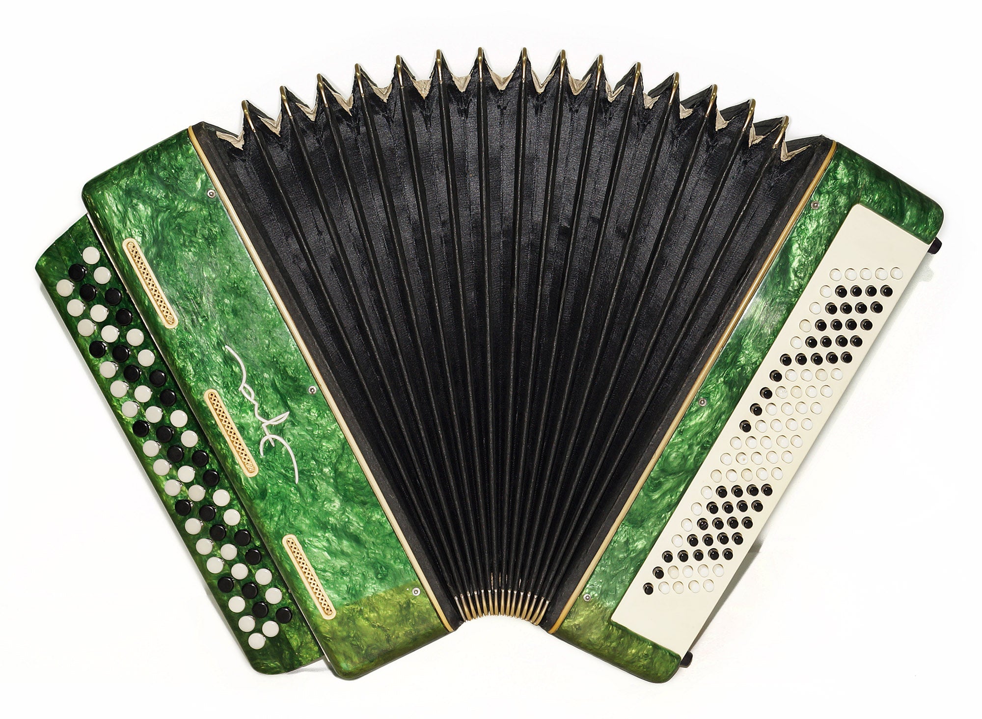 Chromatic Button Accordion Vintage Bayan Era made in Ukraine 3 Rows 100 Bass New Straps 2210, Bright and Rich sound!