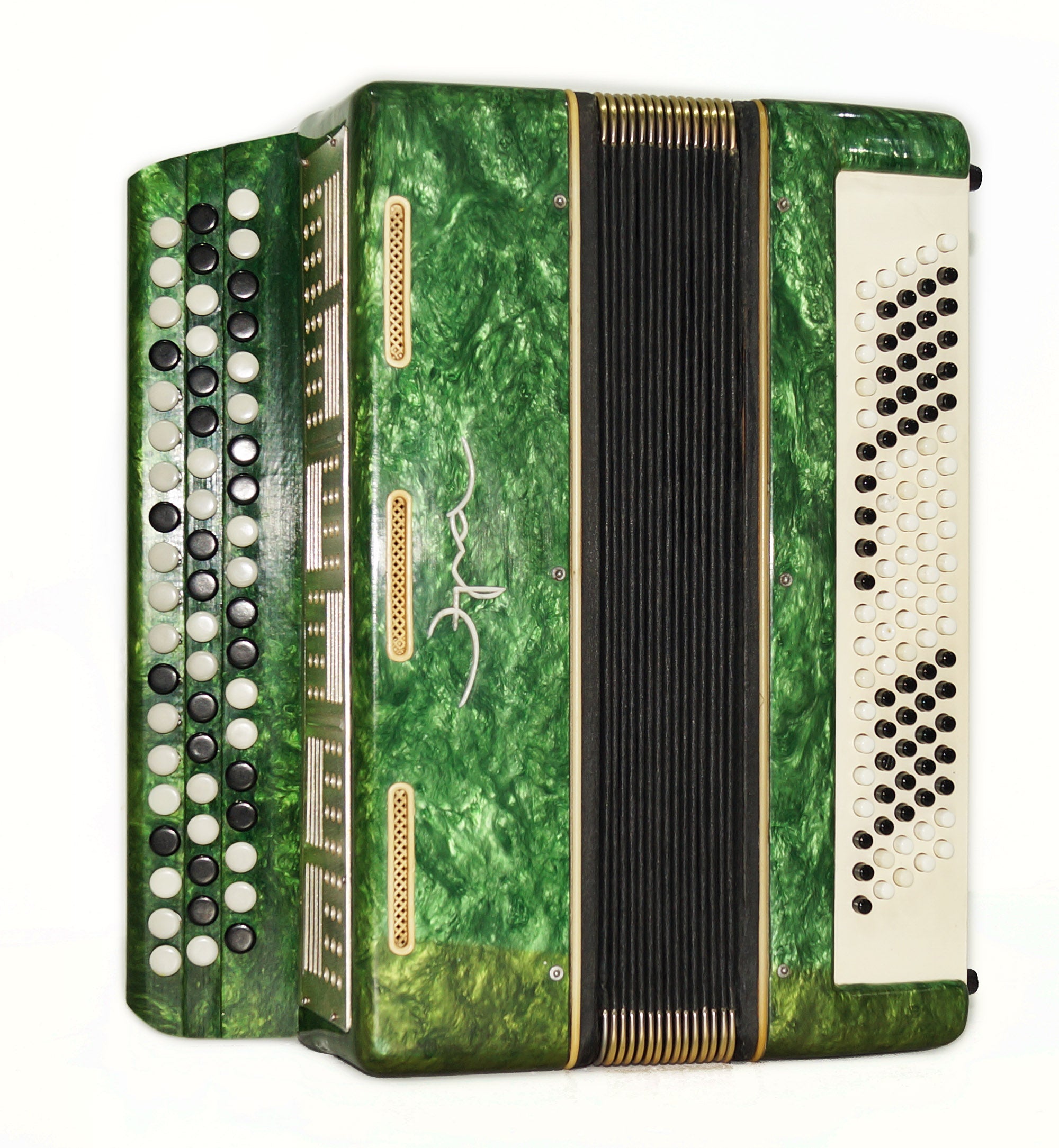 Chromatic Button Accordion Vintage Bayan Era made in Ukraine 3 Rows 100 Bass New Straps 2210, Bright and Rich sound!