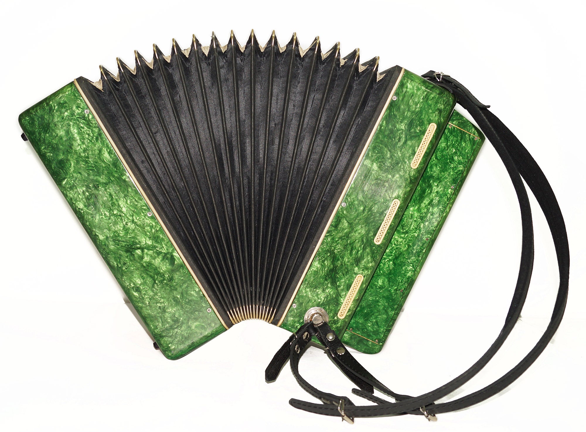 Chromatic Button Accordion Vintage Bayan Era made in Ukraine 3 Rows 100 Bass New Straps 2210, Bright and Rich sound!