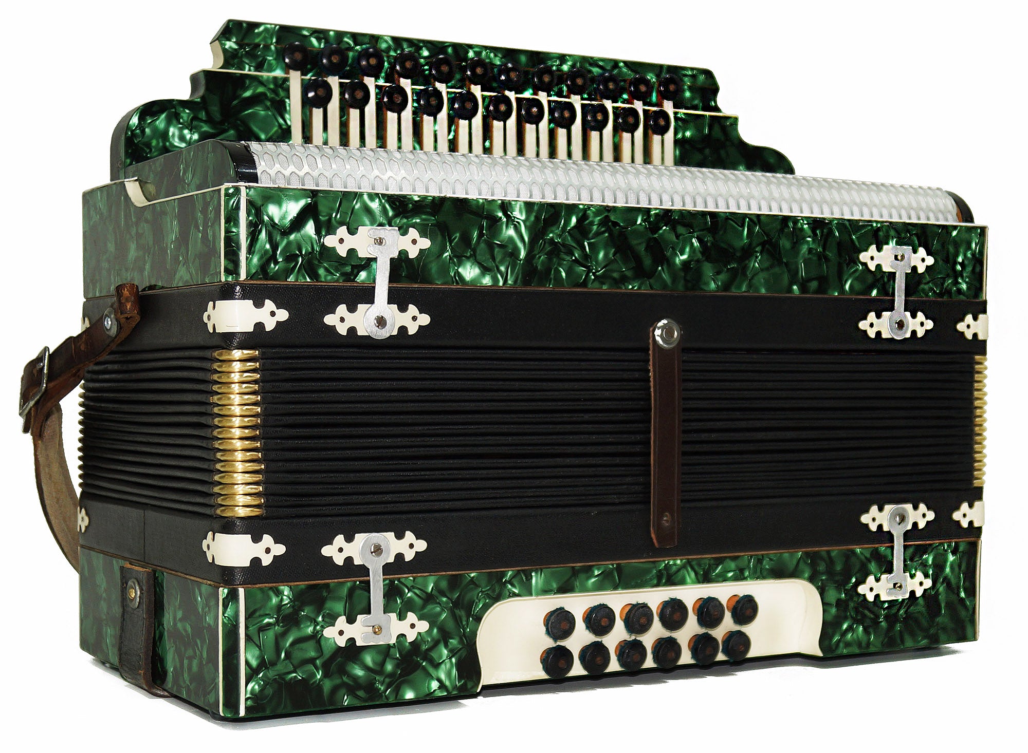 Vintage Old Garmon, Folk Handmade Button Accordion Harmonica 2144, Squeezebox, Rich Wonderful sound!
