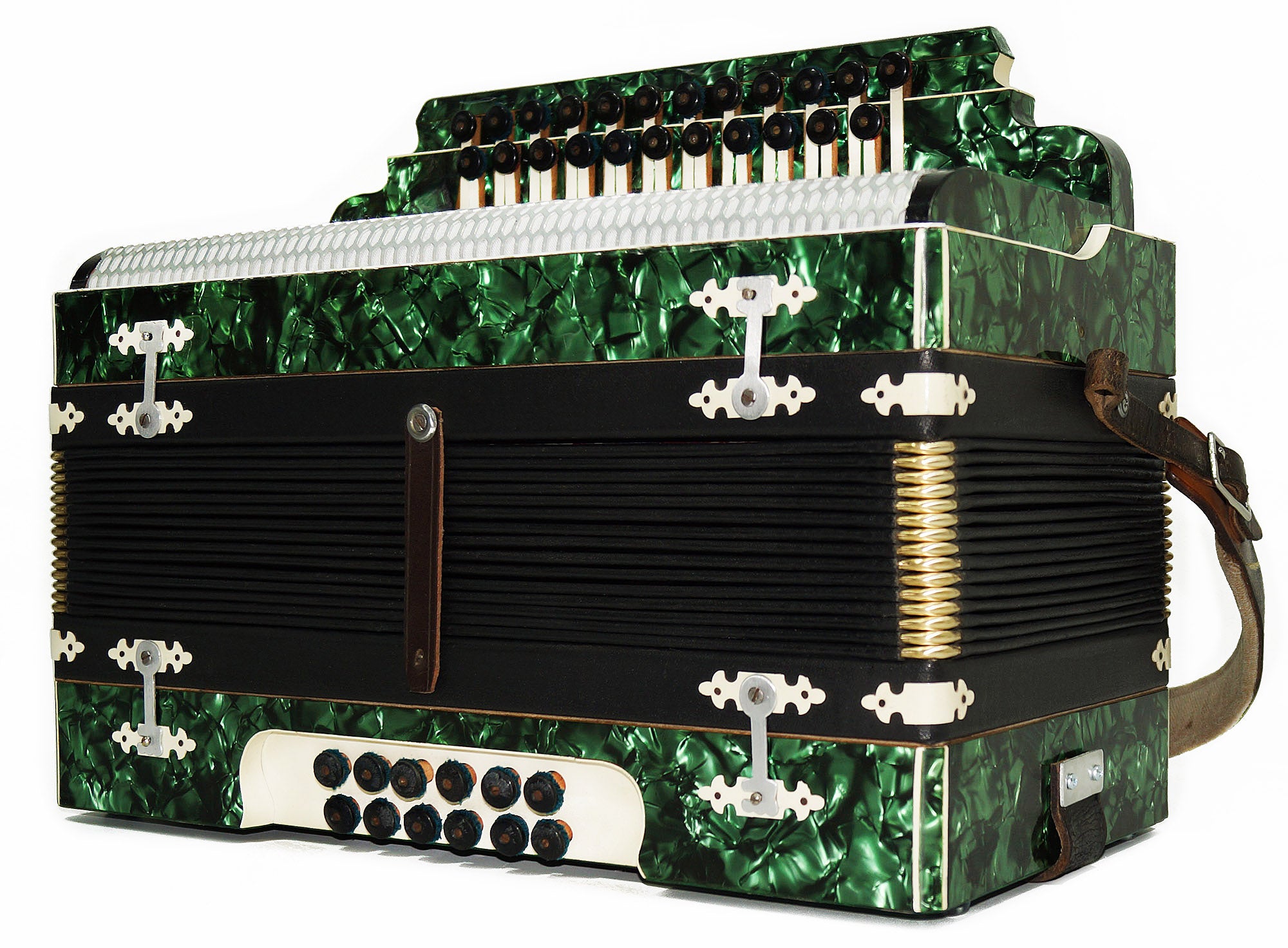 Vintage Old Garmon, Folk Handmade Button Accordion Harmonica 2144, Squeezebox, Rich Wonderful sound!