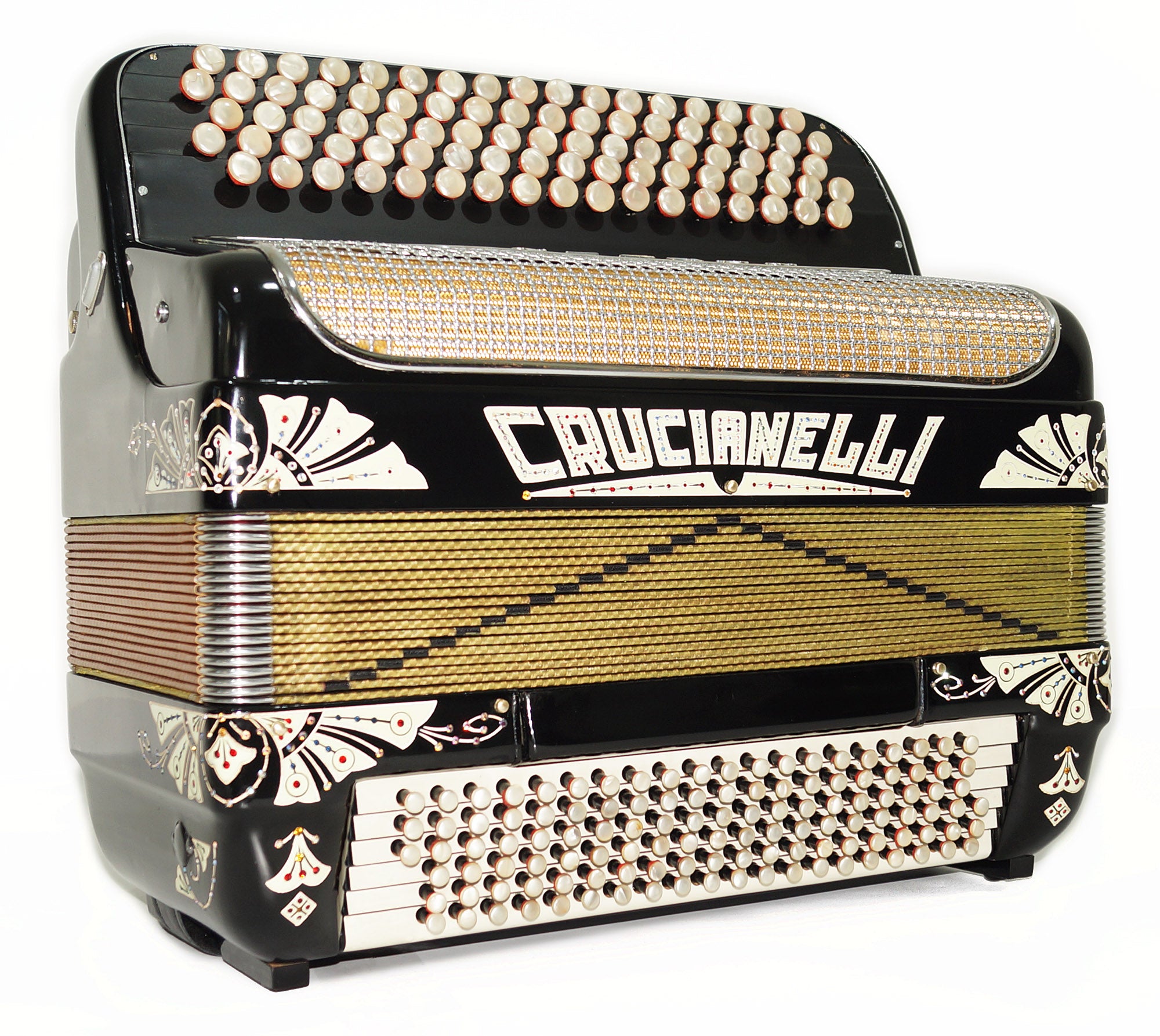 Crucianelli Brevis made in Italy, Rare 5 Rows Button Accordion B Griff, New Straps 2154, Amazing Rich and Powerful sound!