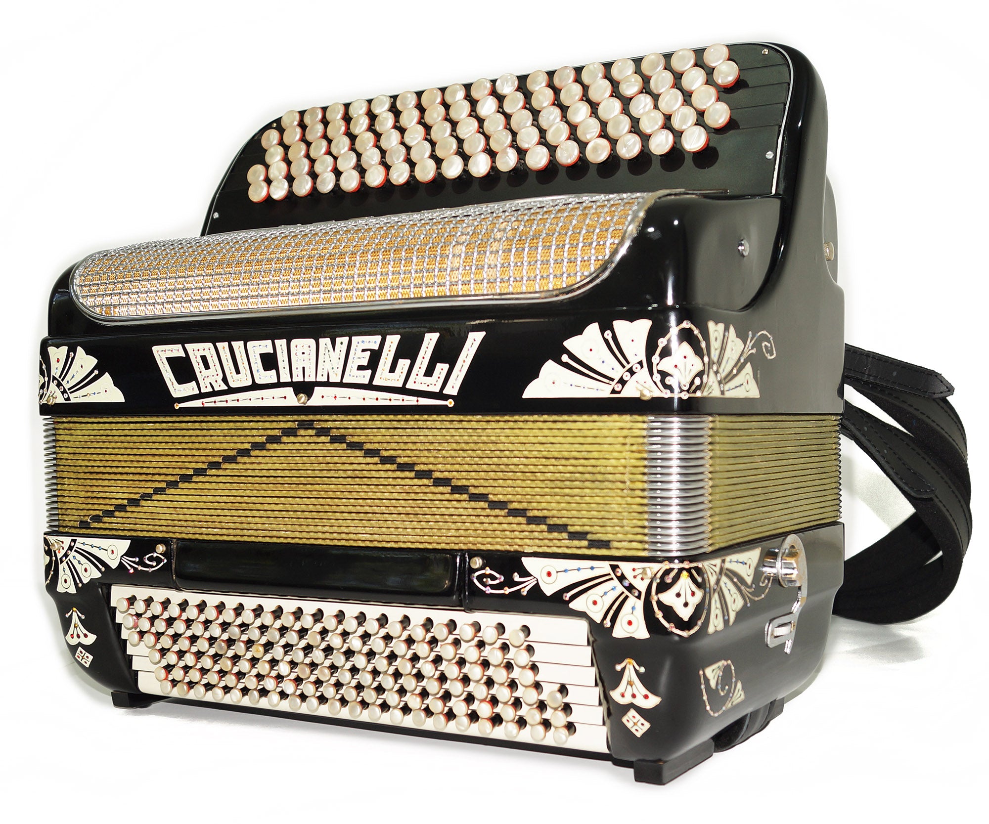 Crucianelli Brevis made in Italy, Rare 5 Rows Button Accordion B Griff, New Straps 2154, Amazing Rich and Powerful sound!