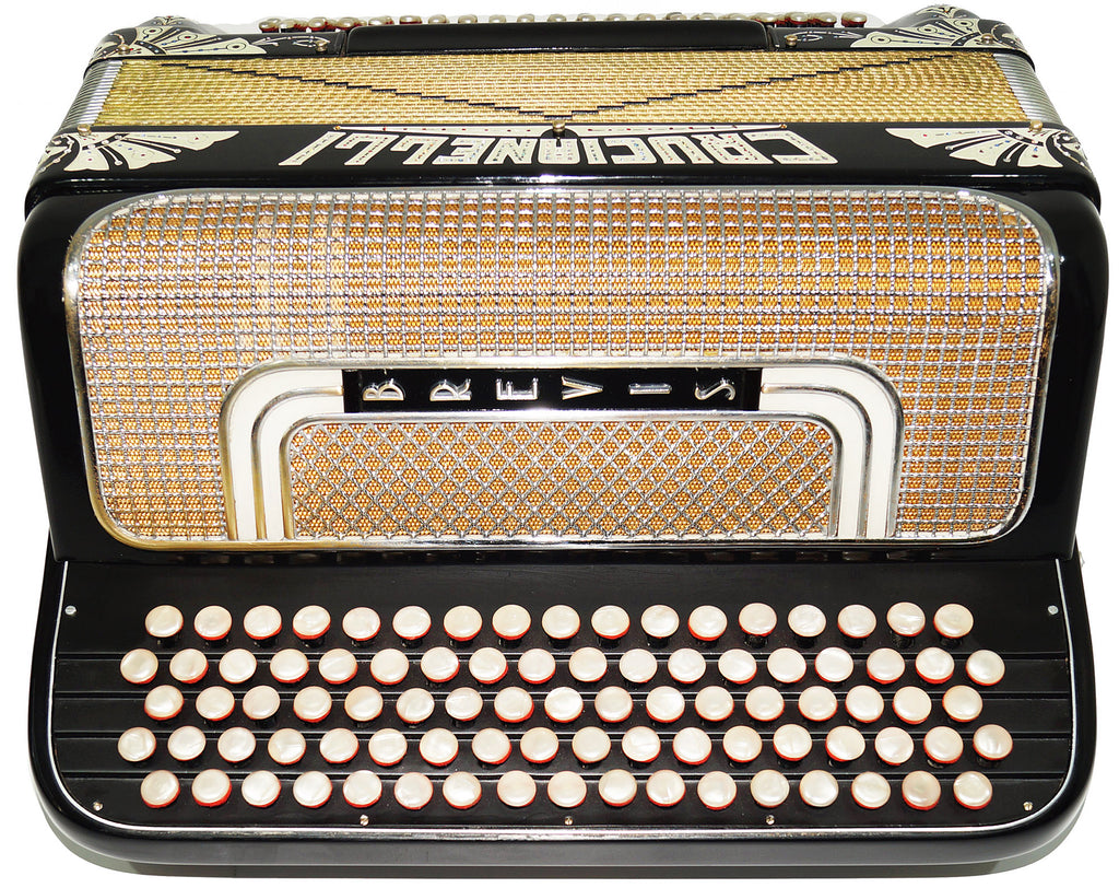 Crucianelli Brevis made in Italy, Rare 5 Rows Button Accordion B Griff, New Straps 2154, Amazing Rich and Powerful sound!