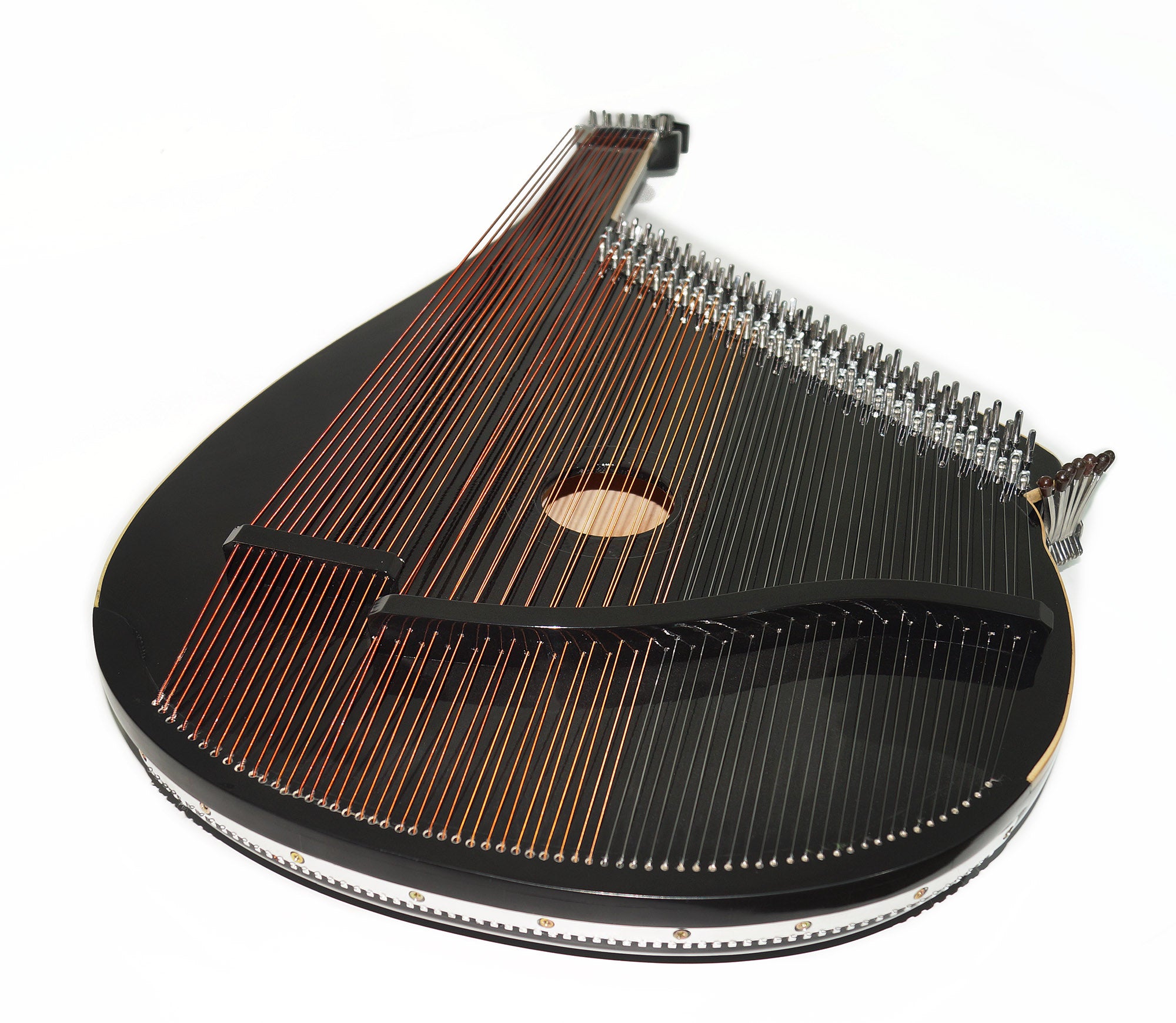 New Lviv Bandura with Levers 63 Strings Folk Musical Instrument Chernigiv Type Black, made in Ukraine Amazing Sound!