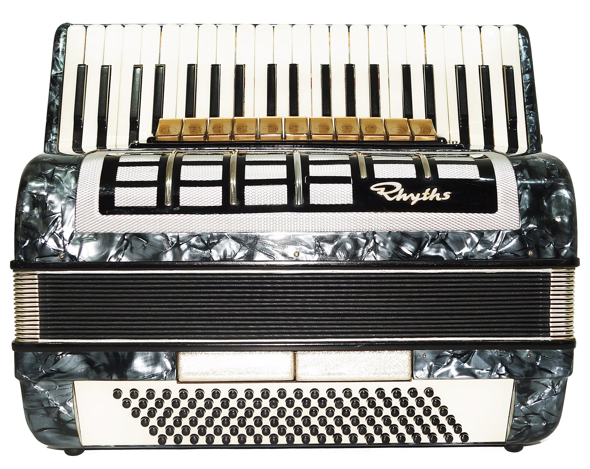 Vintage Piano Accordion Rhythmus made in Germany, 120 Bass, New Straps 2177 Old Full Size Musical Instrument Wonderful Sound!