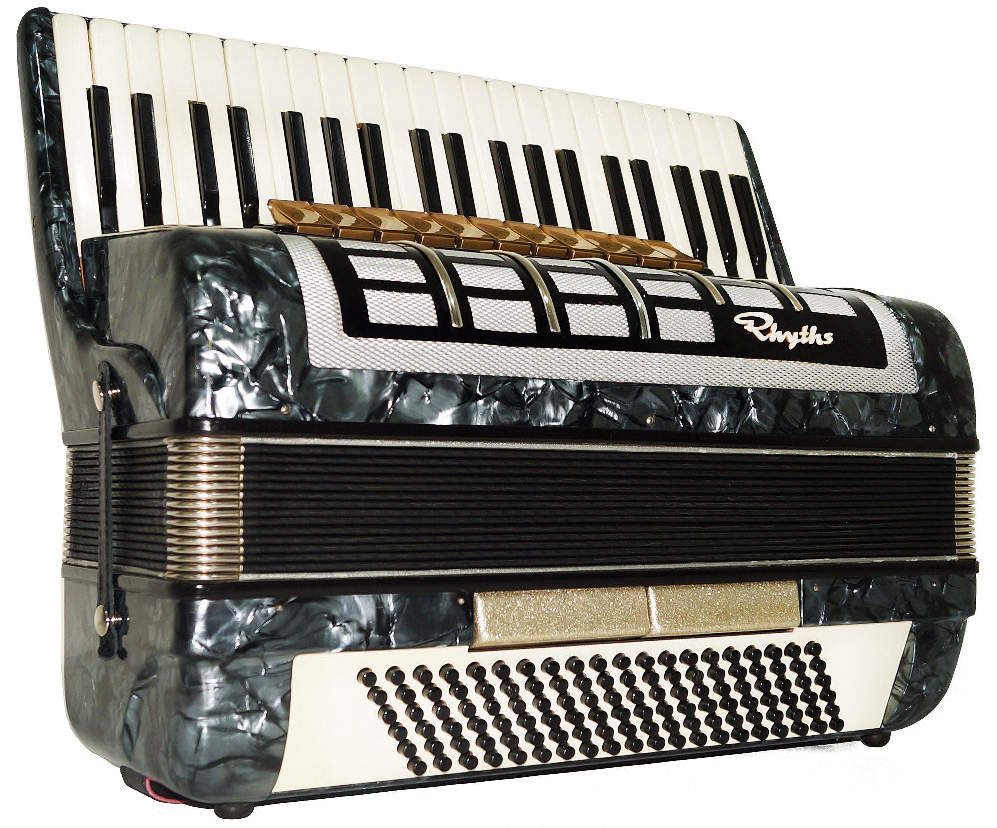 Vintage Piano Accordion Rhythmus made in Germany, 120 Bass, New Straps 2177 Old Full Size Musical Instrument Wonderful Sound!