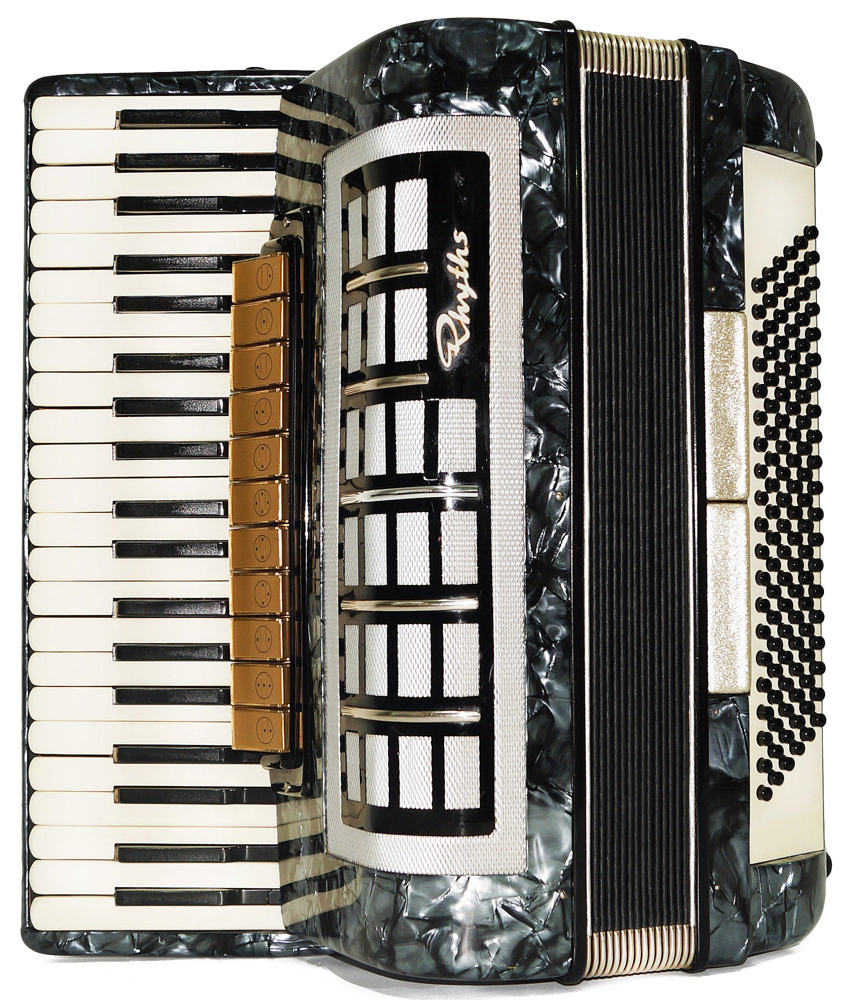 Vintage Piano Accordion Rhythmus made in Germany, 120 Bass, New Straps 2177 Old Full Size Musical Instrument Wonderful Sound!