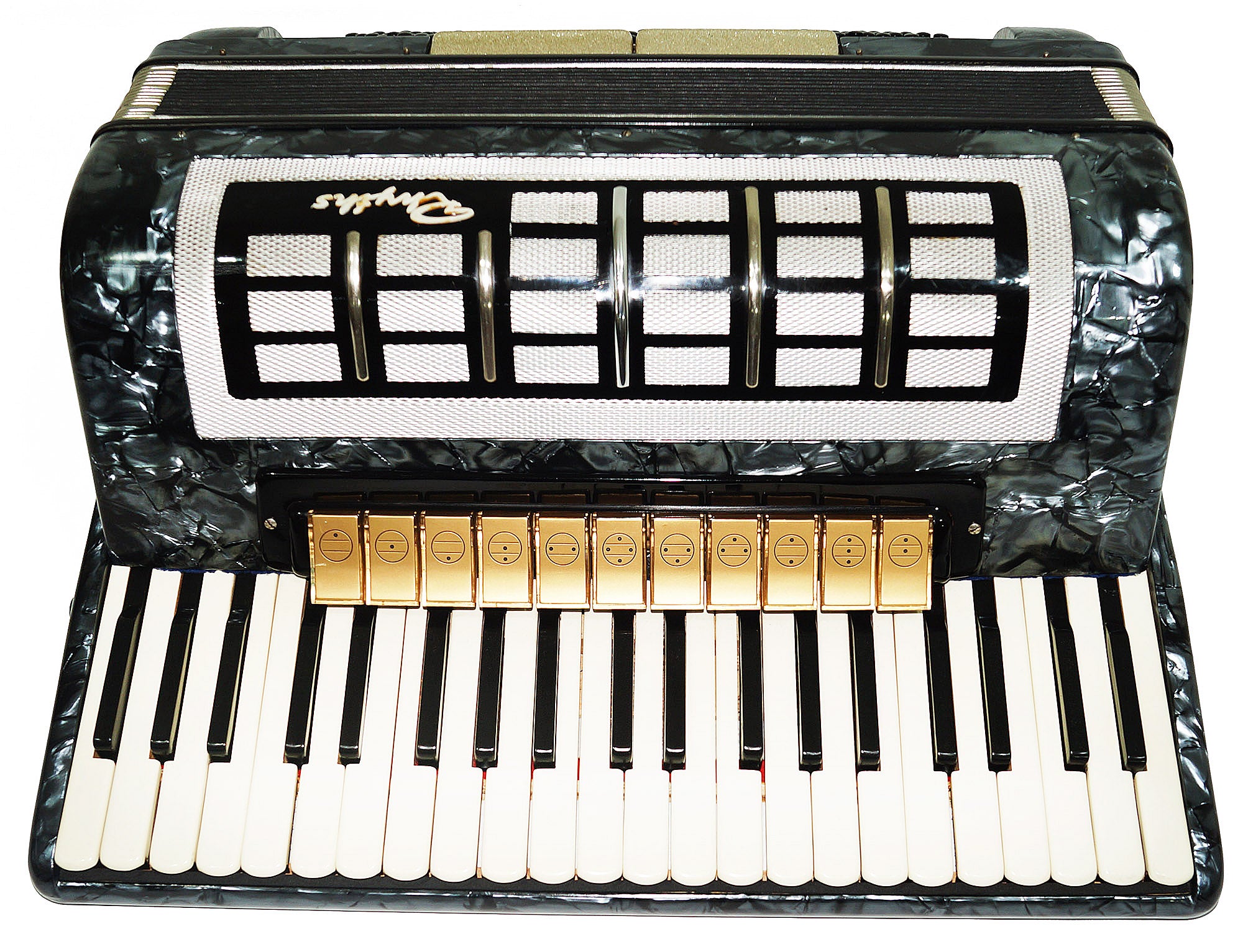 Vintage Piano Accordion Rhythmus made in Germany, 120 Bass, New Straps 2177 Old Full Size Musical Instrument Wonderful Sound!