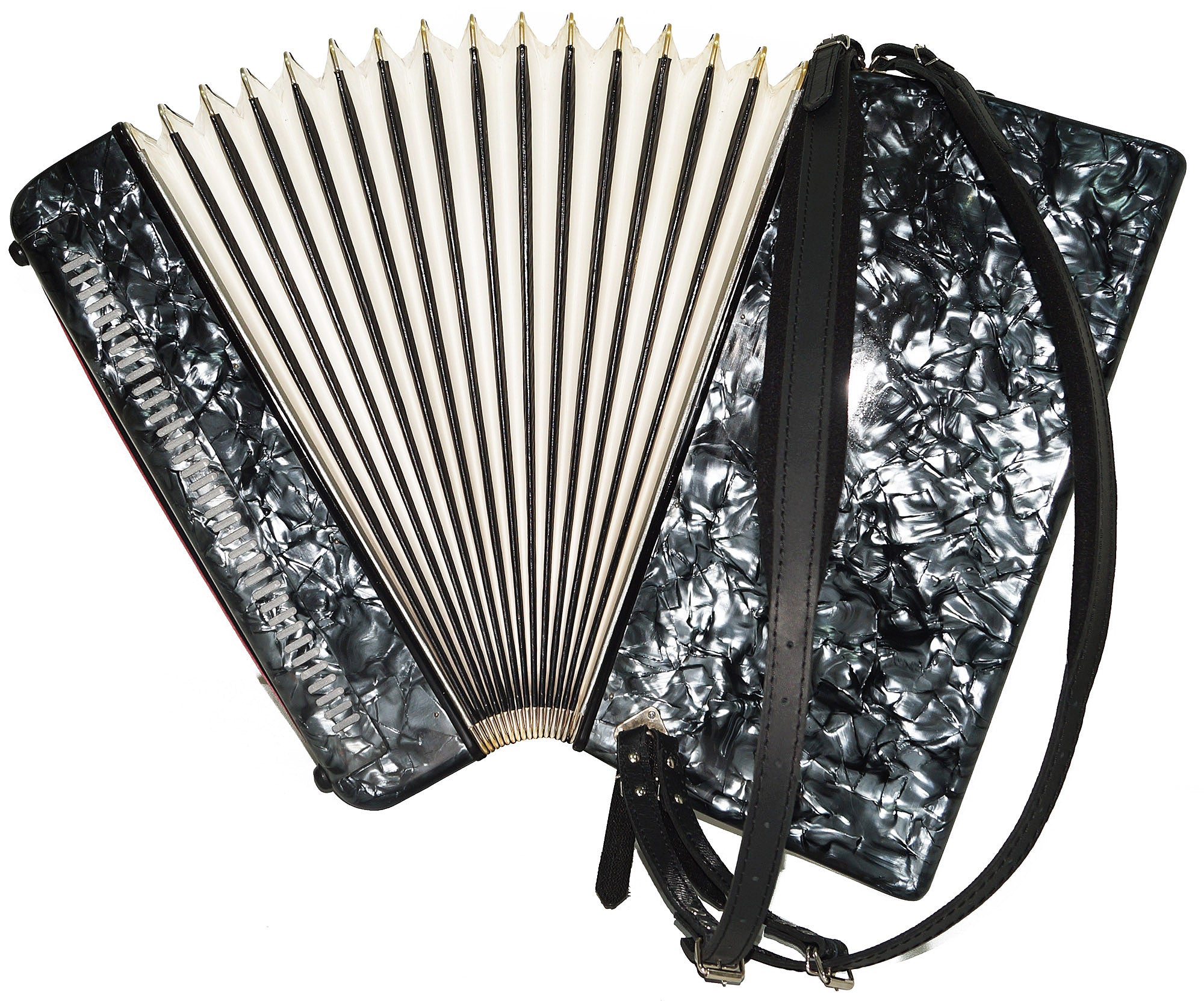 Vintage Piano Accordion Rhythmus made in Germany, 120 Bass, New Straps 2177 Old Full Size Musical Instrument Wonderful Sound!