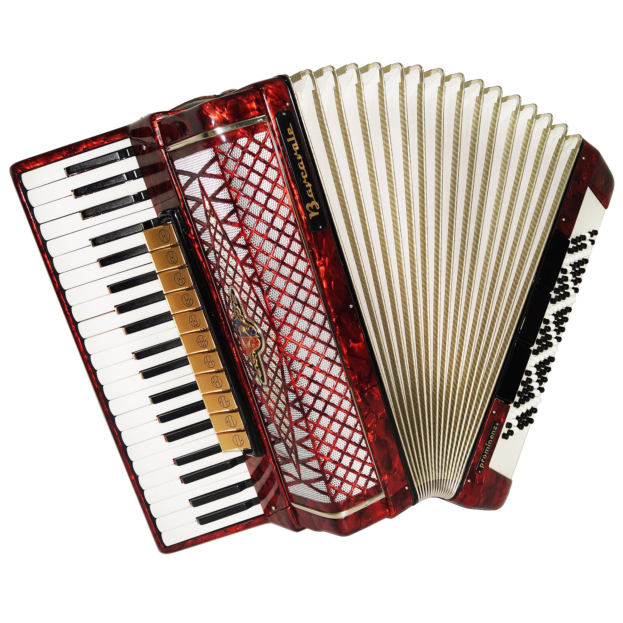 Barcarole Prominenz Piano Accordion made in Germany 120 Bass Buttons New Straps Case 2180, Powerful sound, Accordian for Adults