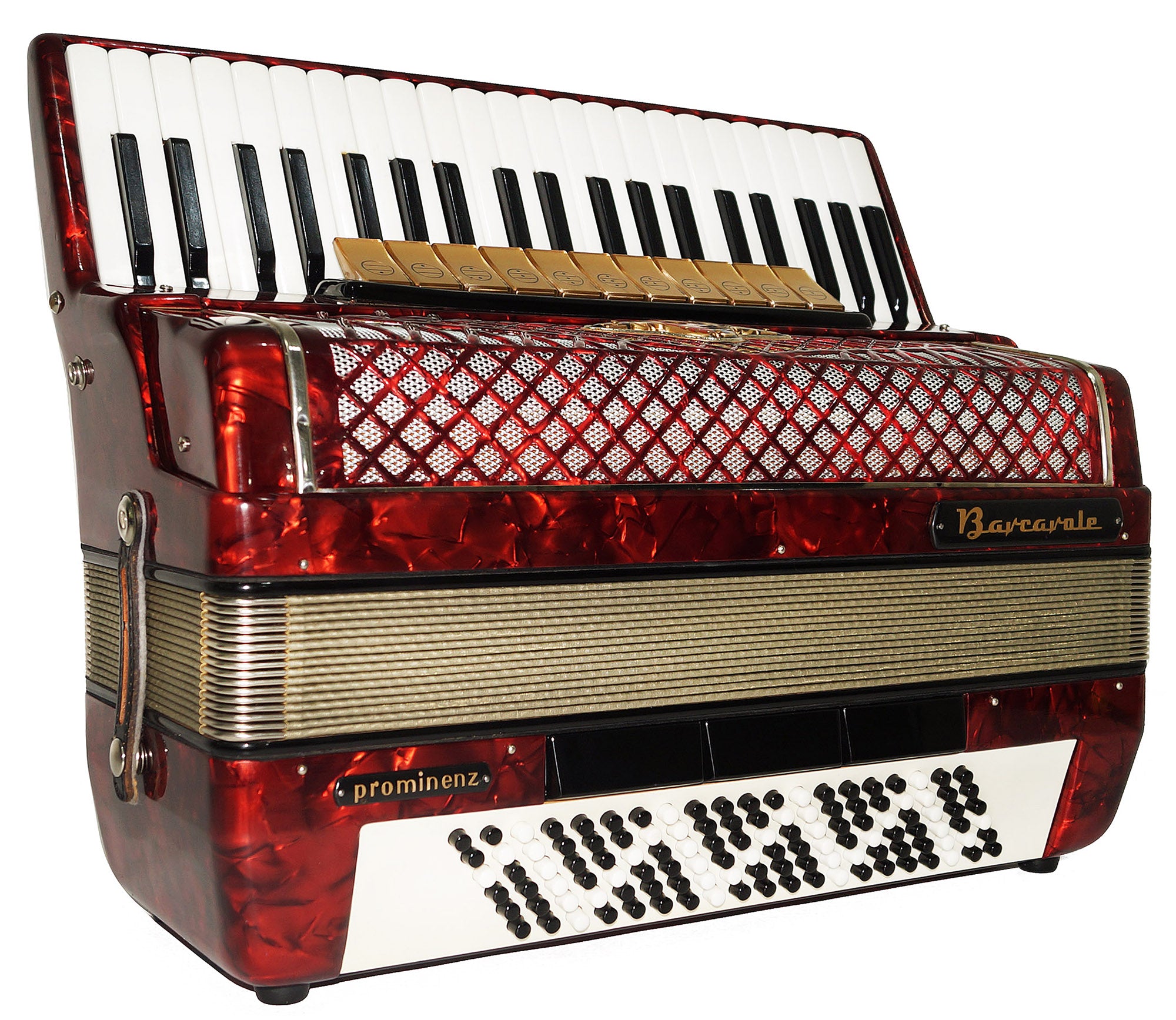 Barcarole Prominenz Piano Accordion made in Germany 120 Bass Buttons New Straps Case 2180, Powerful sound, Accordian for Adults