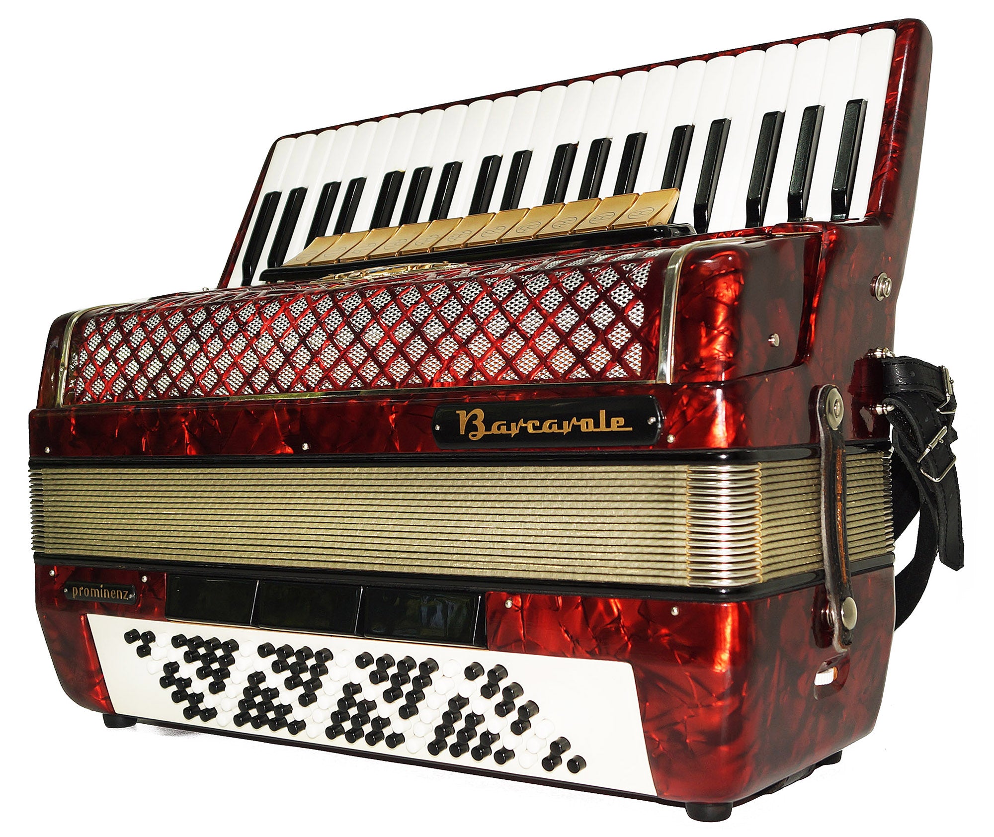 Barcarole Prominenz Piano Accordion made in Germany 120 Bass Buttons New Straps Case 2180, Powerful sound, Accordian for Adults