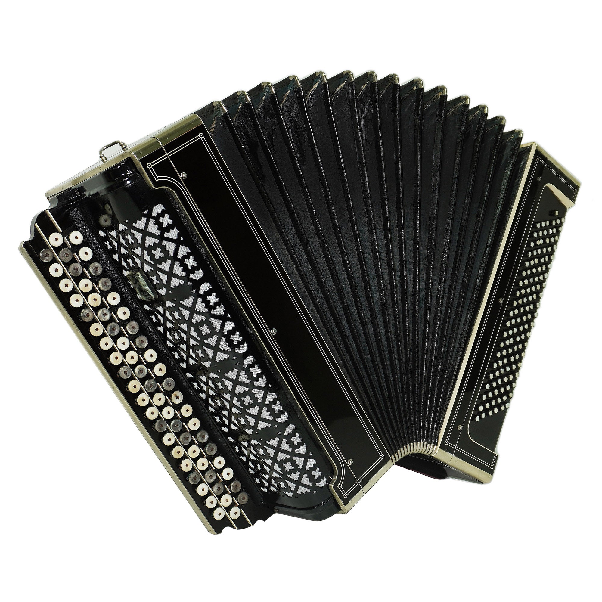 Great Vintage Bayan Button Accordion Solid Reeds Copper Voices 2212, New Straps, Amazing Professional Musical Instrument, Charismatic Sound!