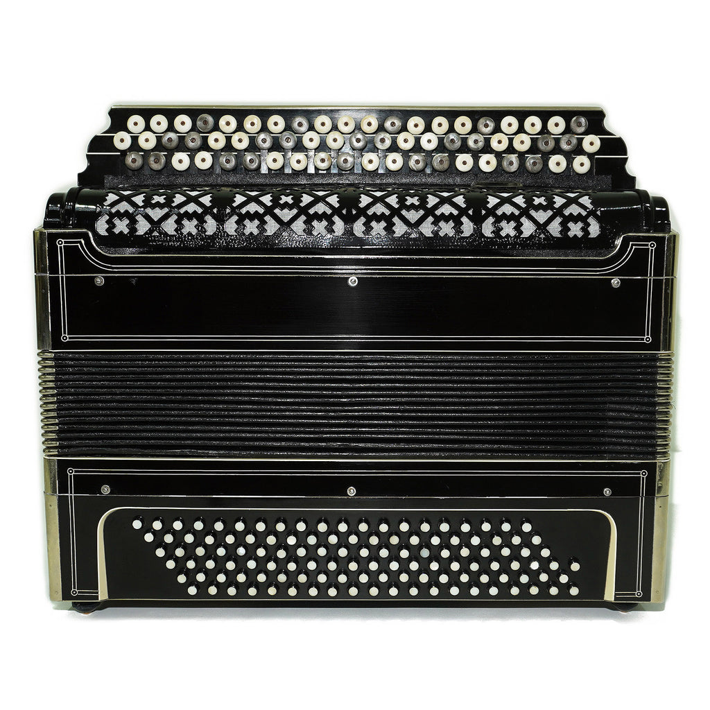 Great Vintage Bayan Button Accordion Solid Reeds Copper Voices 2212, New Straps, Amazing Professional Musical Instrument, Charismatic Sound!