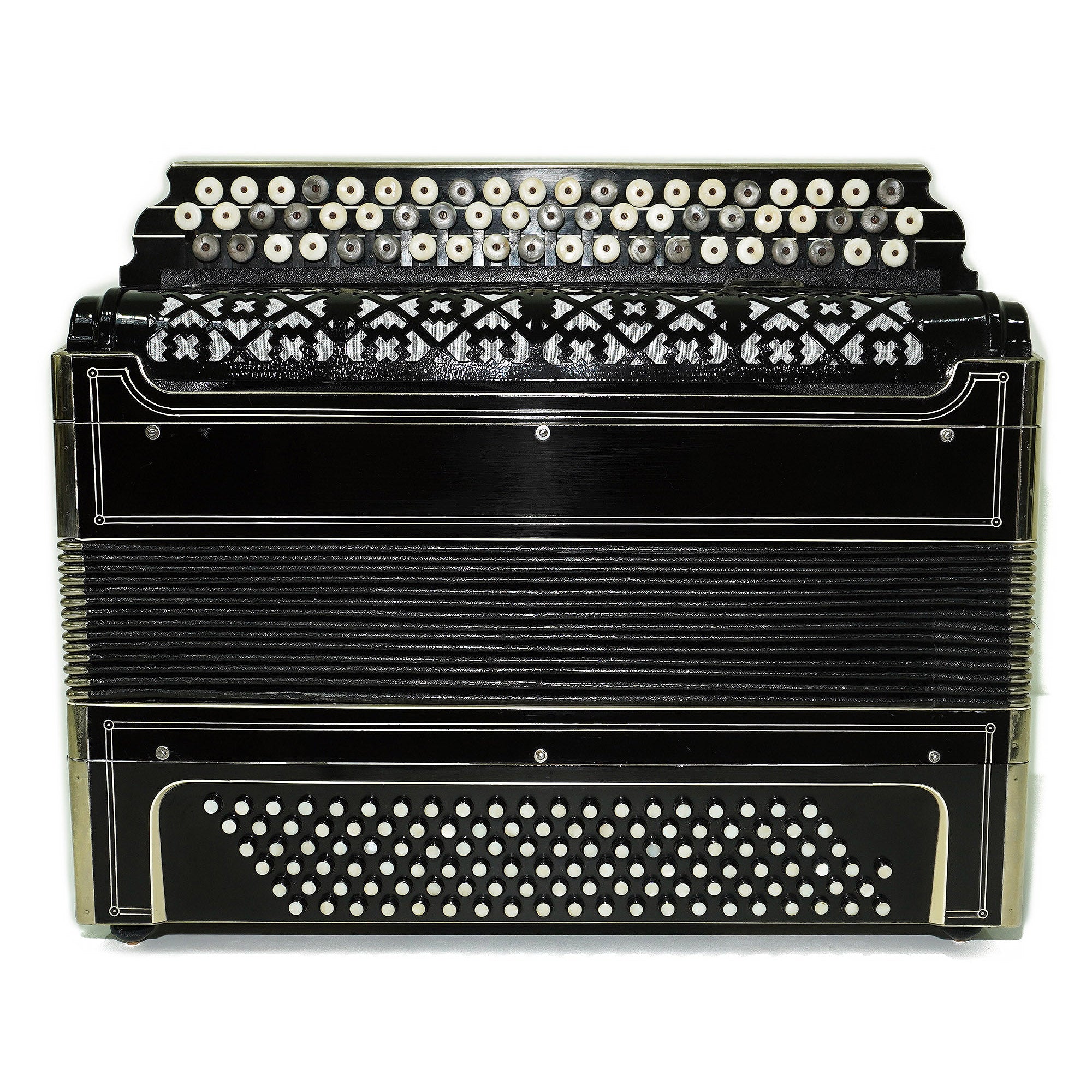 Great Vintage Bayan Button Accordion Solid Reeds Copper Voices 2212, New Straps, Amazing Professional Musical Instrument, Charismatic Sound!