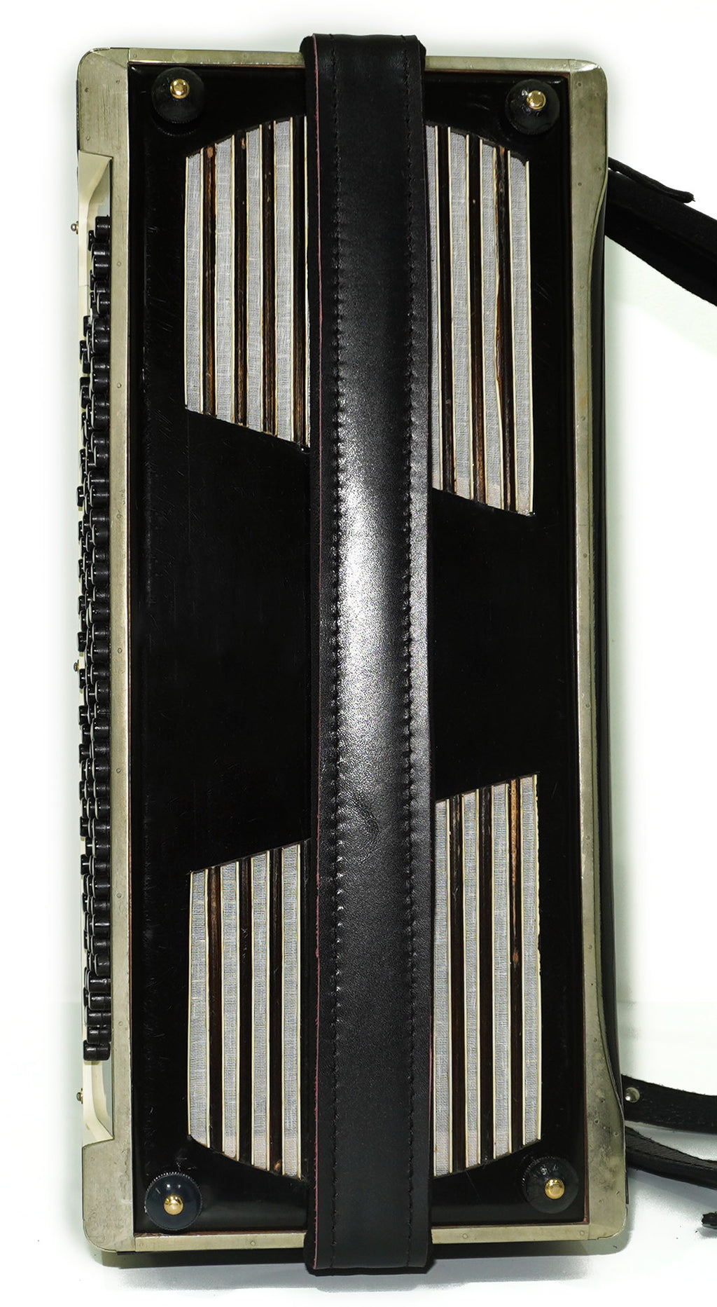 Great Vintage Bayan Button Accordion Solid Reeds Copper Voices 2212, New Straps, Amazing Professional Musical Instrument, Charismatic Sound!
