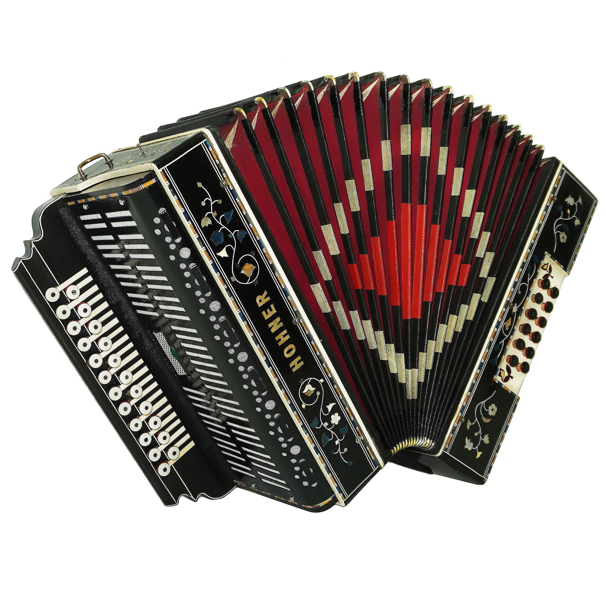 Hohner Antique Decorated Vintage Button Accordion Garmon Squeezebox Concertina, 2227, made in Germany Amazing Wonderful sound