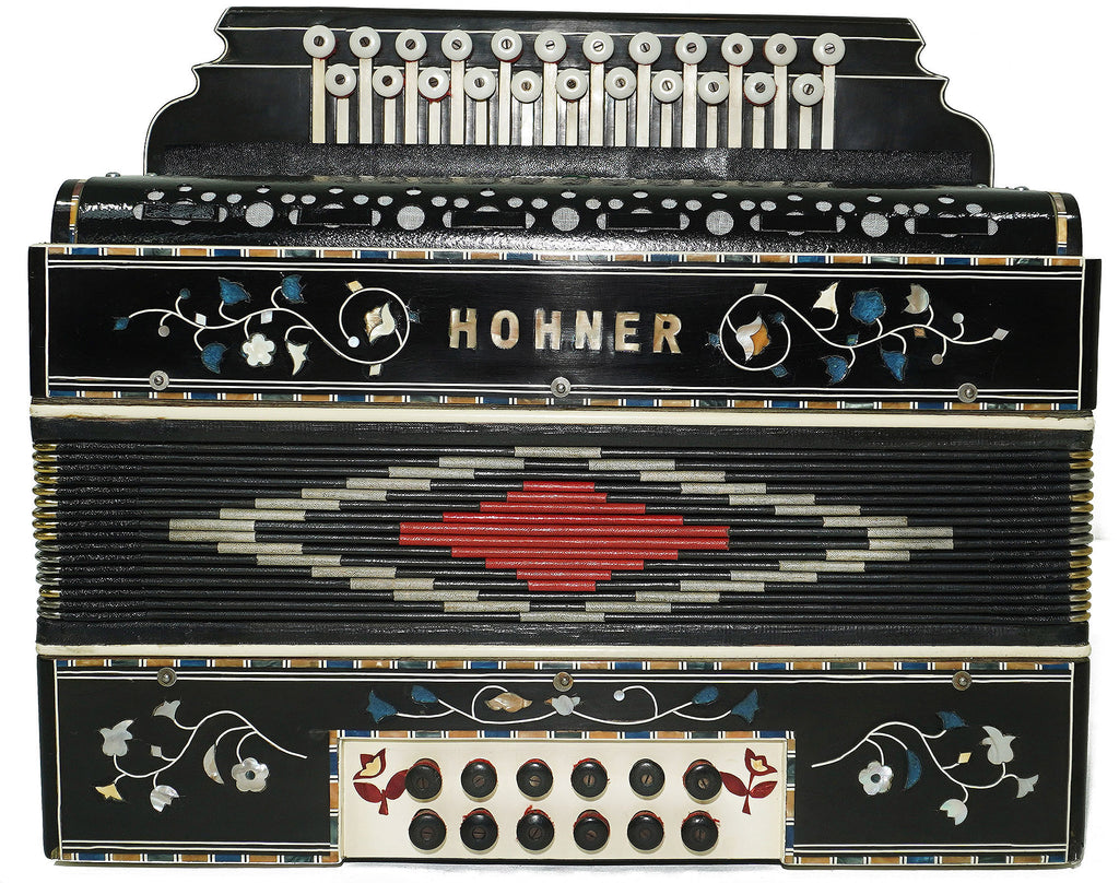 Hohner Antique Decorated Vintage Button Accordion Garmon Squeezebox Concertina, 2227, made in Germany Amazing Wonderful sound