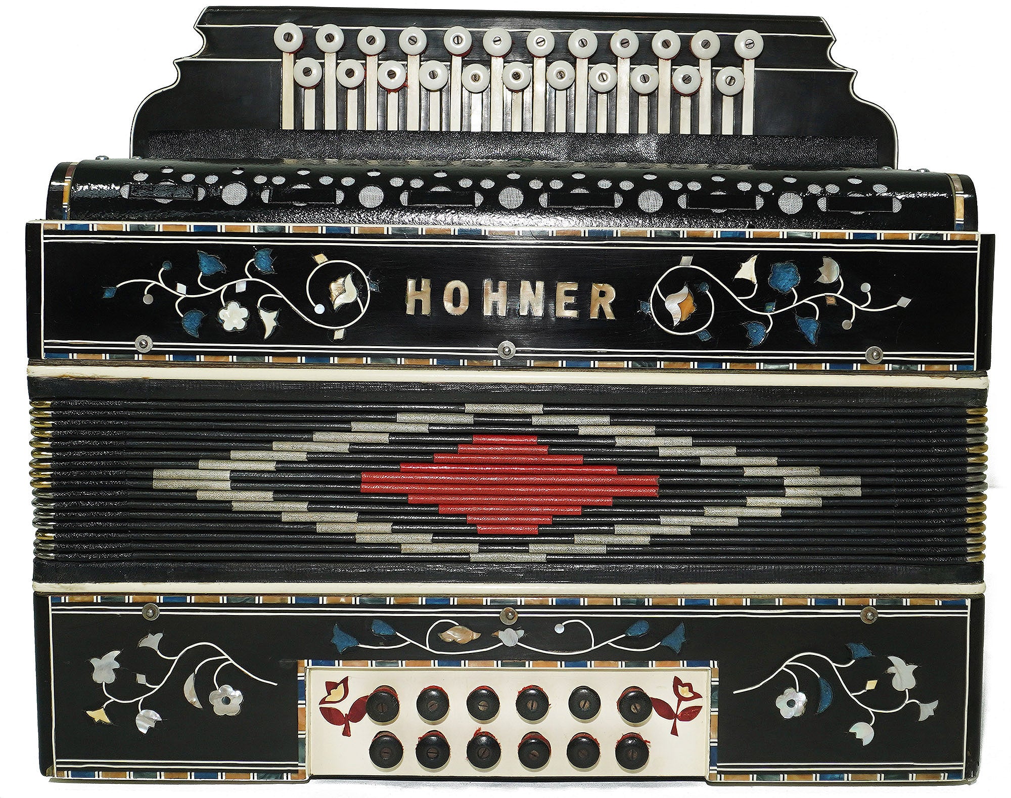 Hohner Antique Decorated Vintage Button Accordion Garmon Squeezebox Concertina, 2227, made in Germany Amazing Wonderful sound